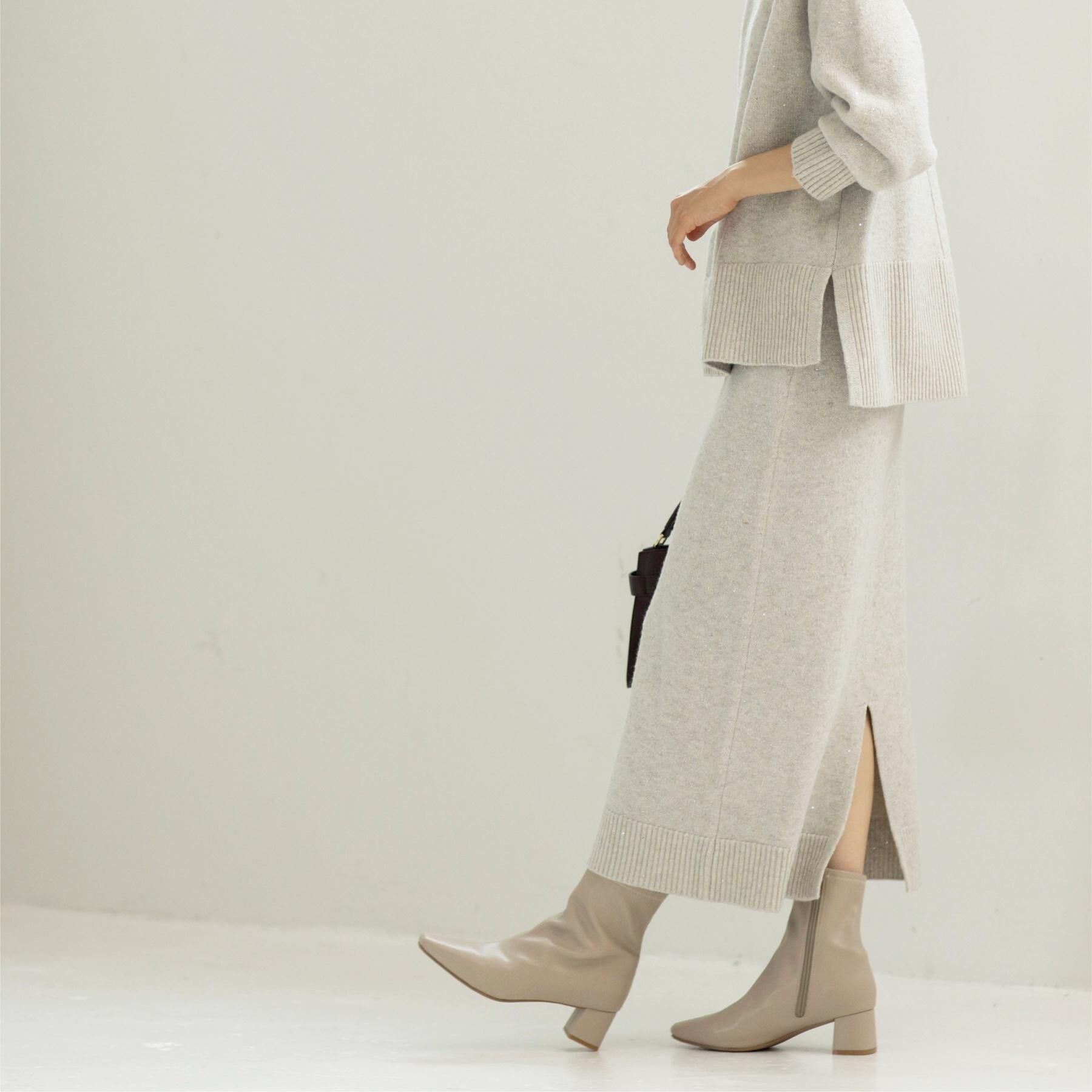 OPAQUE.CLIP「ラメスパンコールナロースカート/セットアップ対応可【洗濯機OK】」|スカート|
