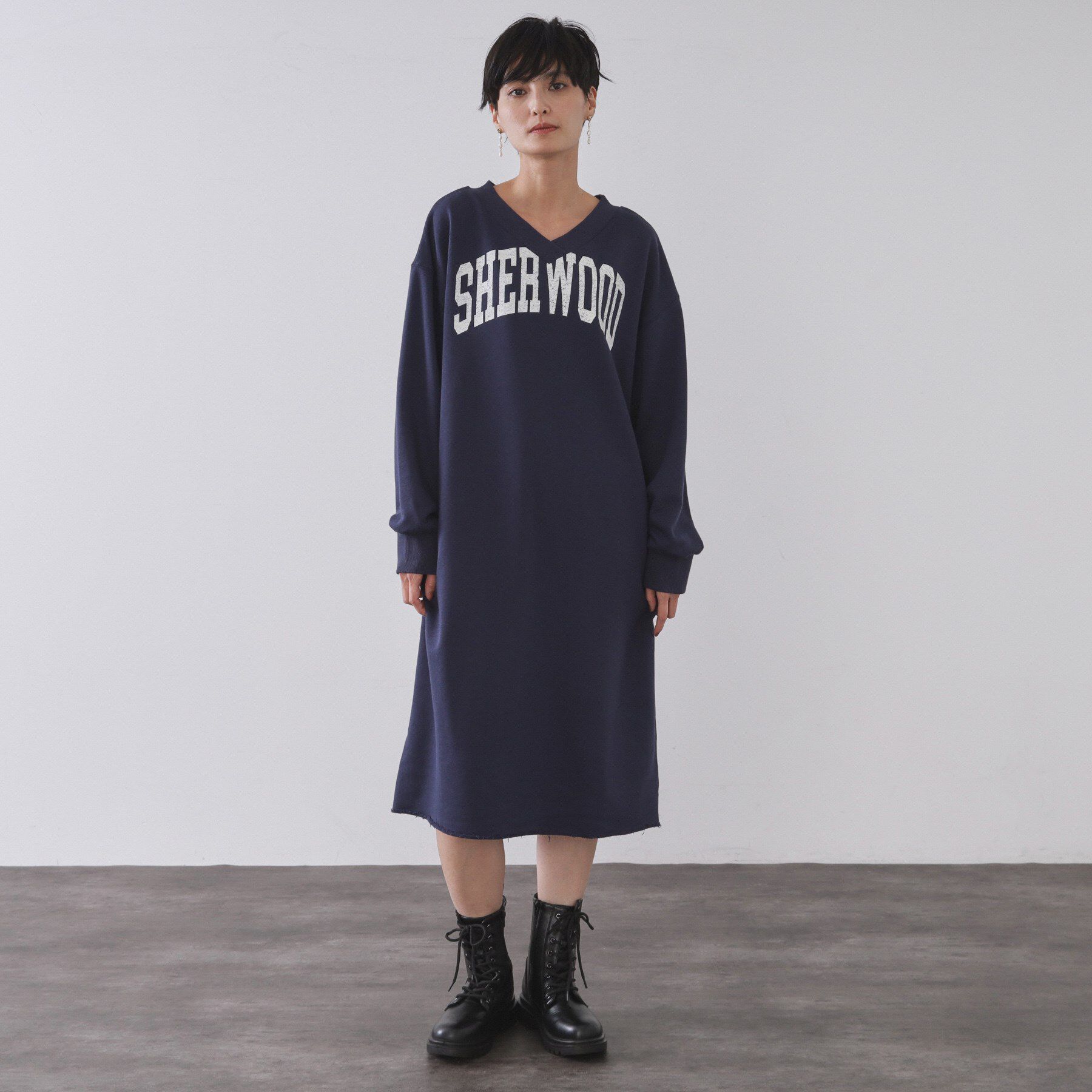 OPAQUE.CLIP「ロゴプリント裏毛ワンピース【洗濯機OK】」|ワンピース|
