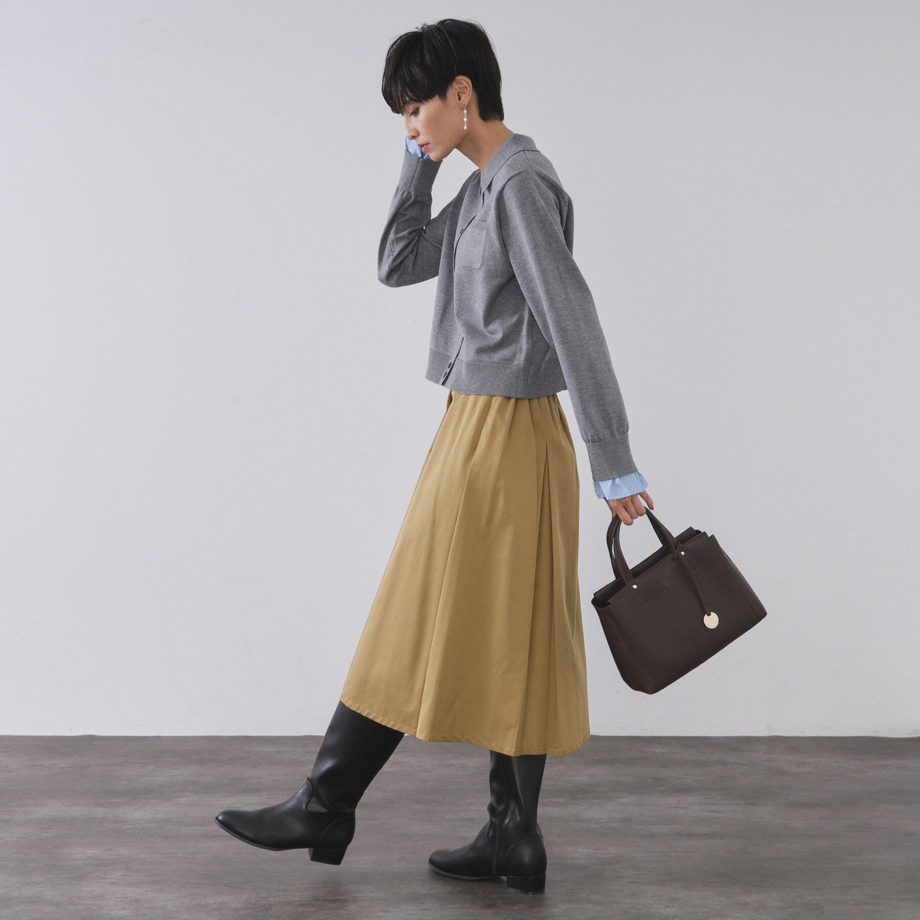 OPAQUE.CLIP「アシメプリーツスカート【洗濯機OK】」|スカート|