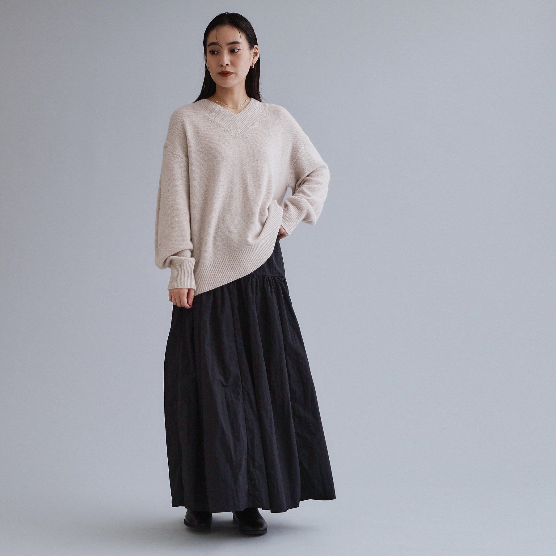 OPAQUE.CLIP「【es】フラッフィーウールVネックニット【洗濯機OK】」|ニット・セーター|