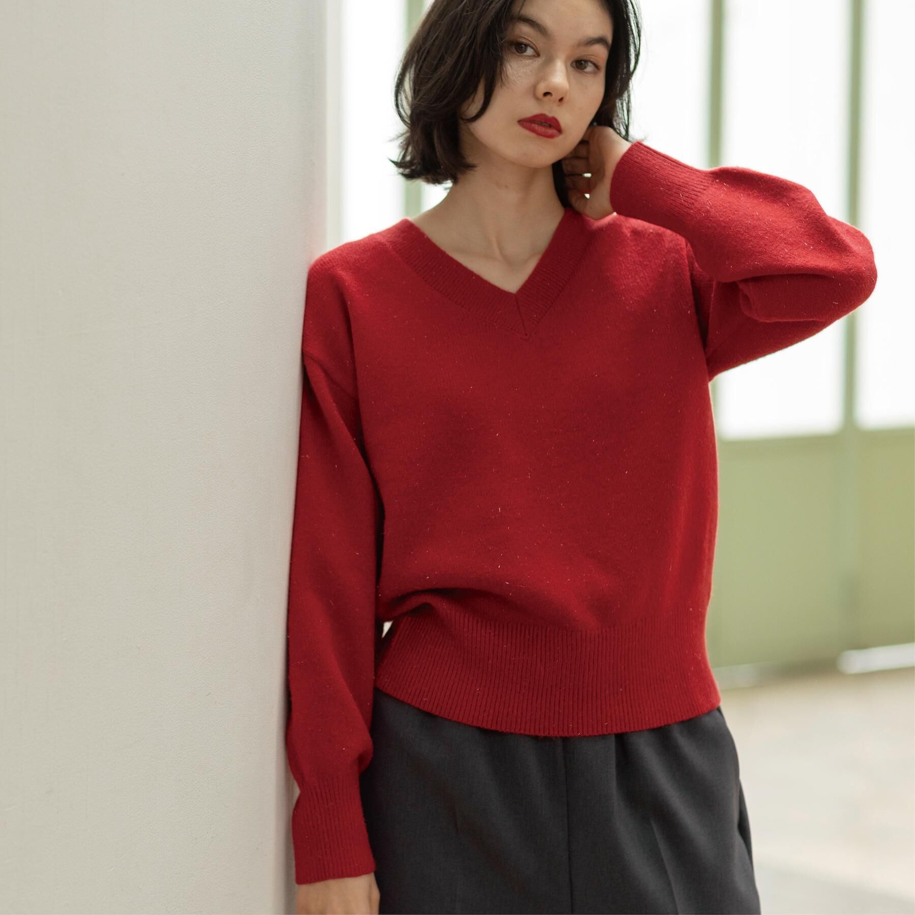OPAQUE.CLIP「Vネックラメニット【洗濯機OK】」|ニット・セーター|