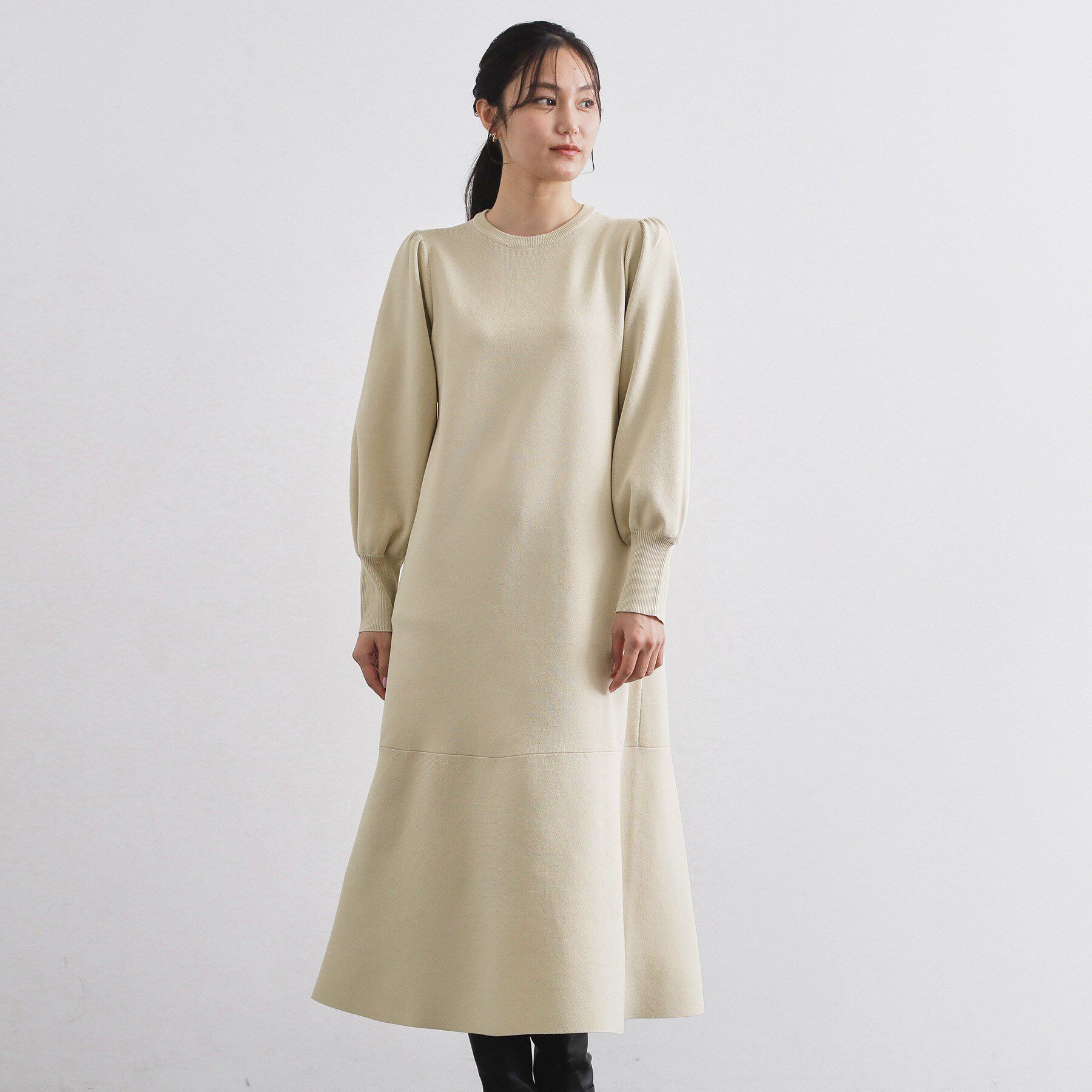 OPAQUE.CLIP「裾フレアニットワンピース【洗濯機OK/抗ピル】」|ワンピース|