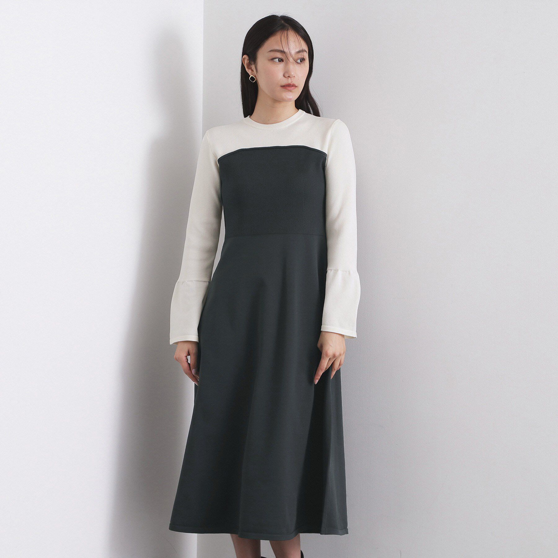 OPAQUE.CLIP「配色ビスチェニットワンピース【洗濯機OK】」|ワンピース|