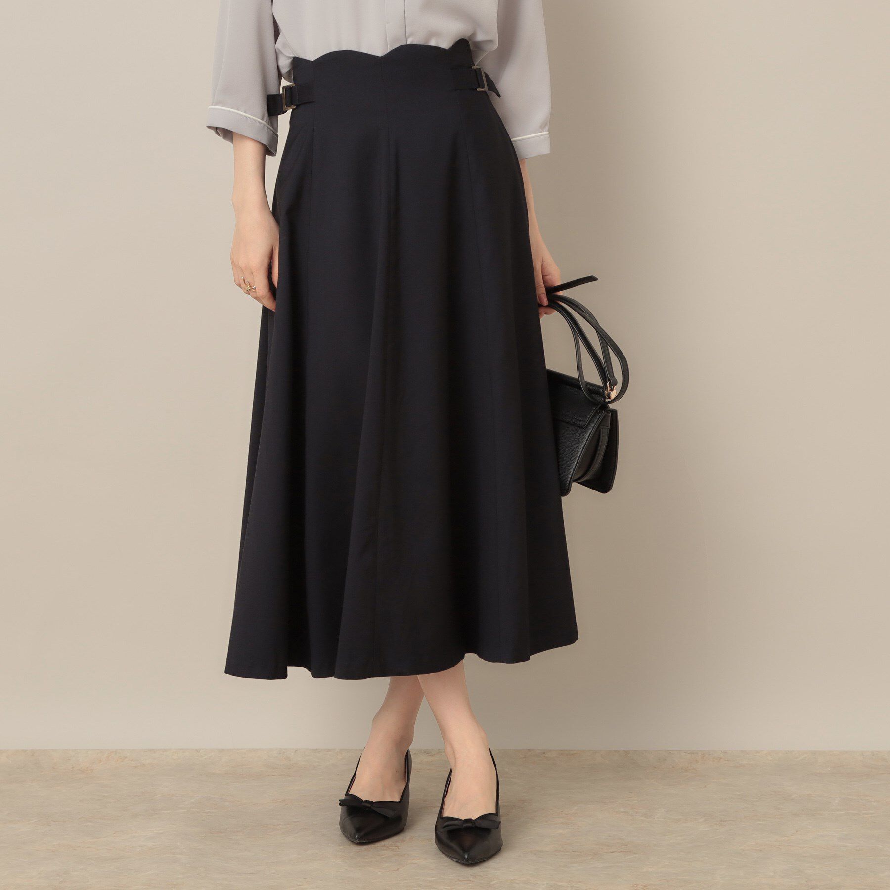 Couture broach「【大人可愛い・通勤】スカラウエスト サイドベルト パネルスカート」|スカート|
