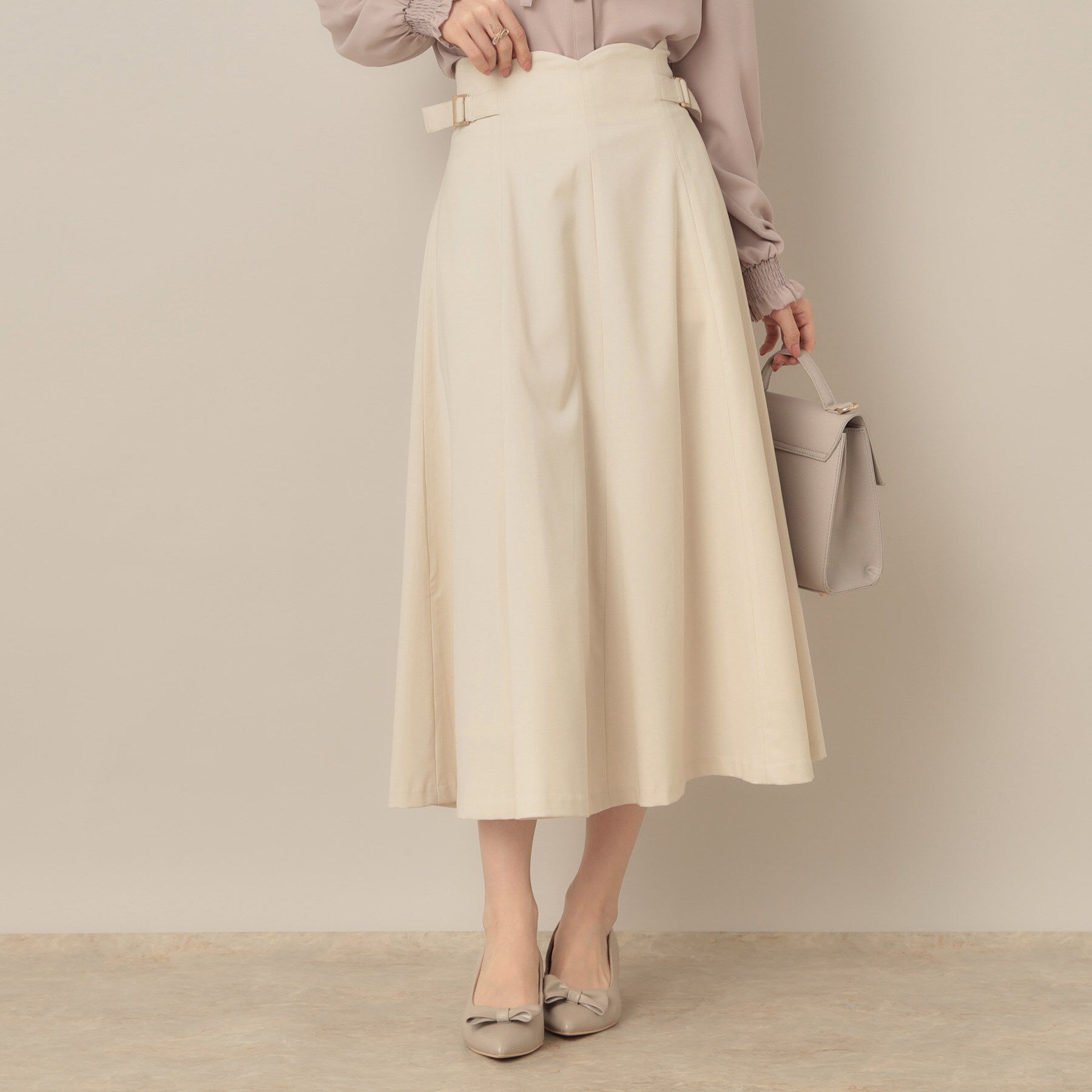 Couture broach「【大人可愛い・通勤】スカラウエスト サイドベルト パネルスカート」|スカート|