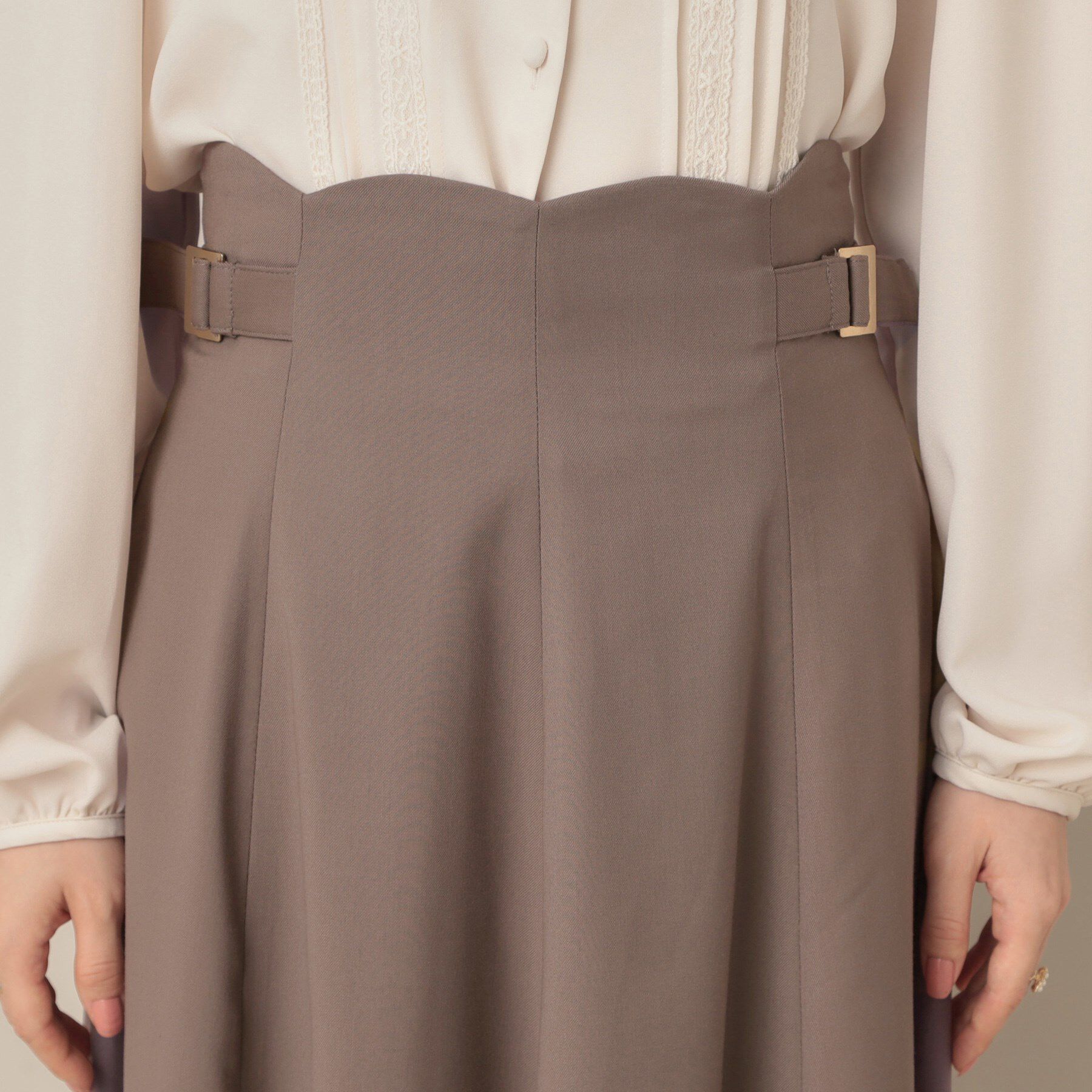 Couture broach「【大人可愛い・通勤】スカラウエスト サイドベルト パネルスカート」|スカート|