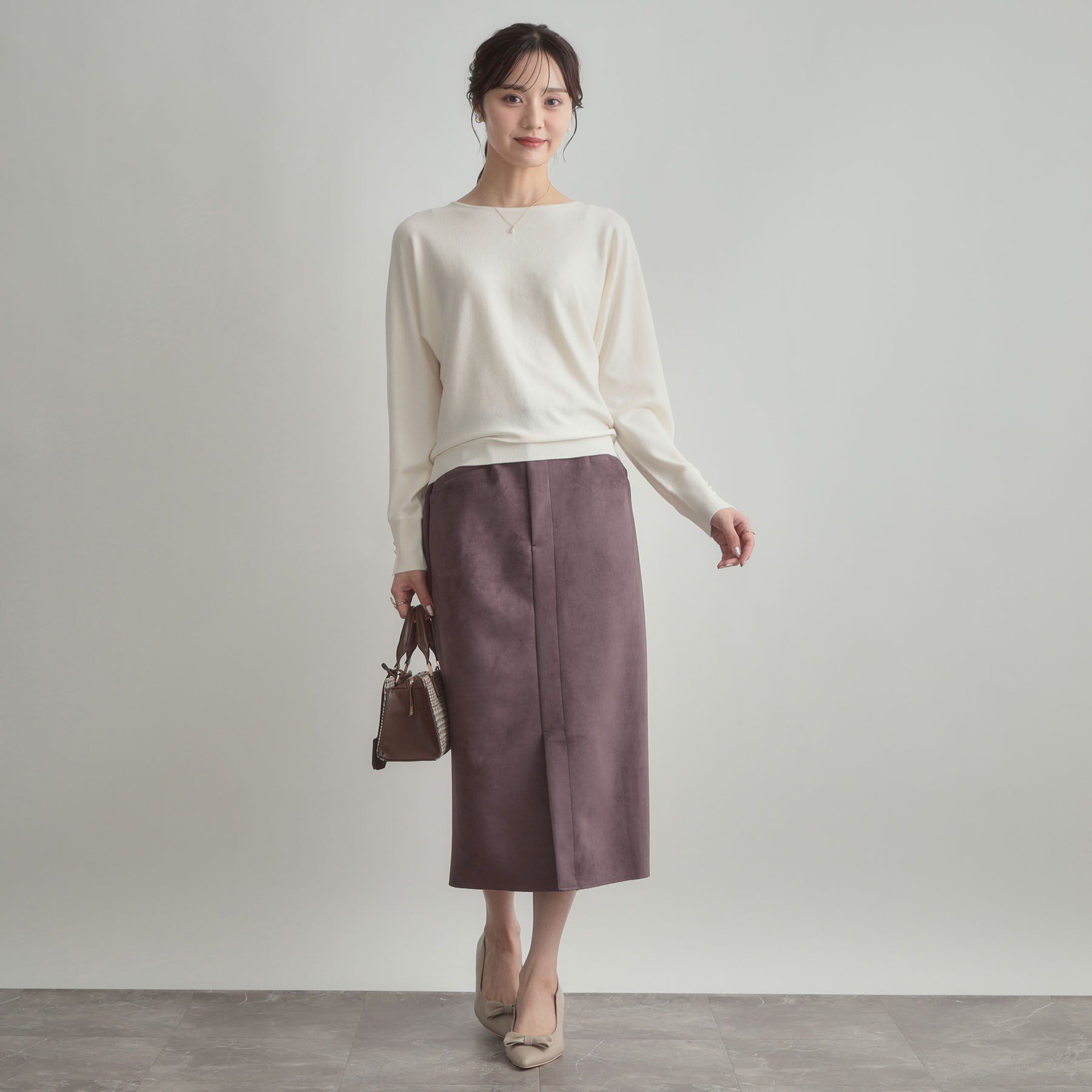 Couture broach「【洗える・ストレッチ・通勤】スエード調ダンボールIラインスカート」|スカート|