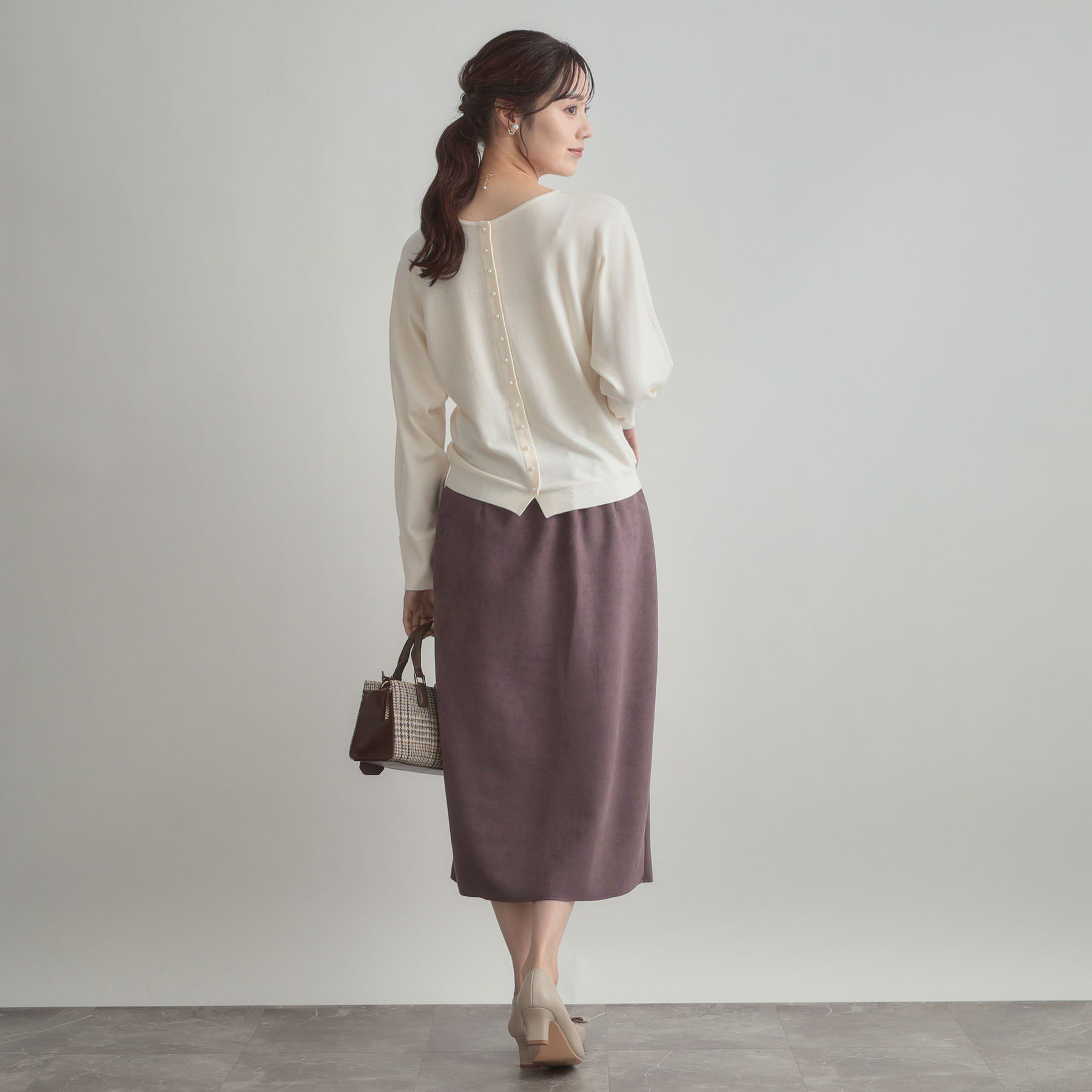 Couture broach「【洗える・ストレッチ・通勤】スエード調ダンボールIラインスカート」|スカート|