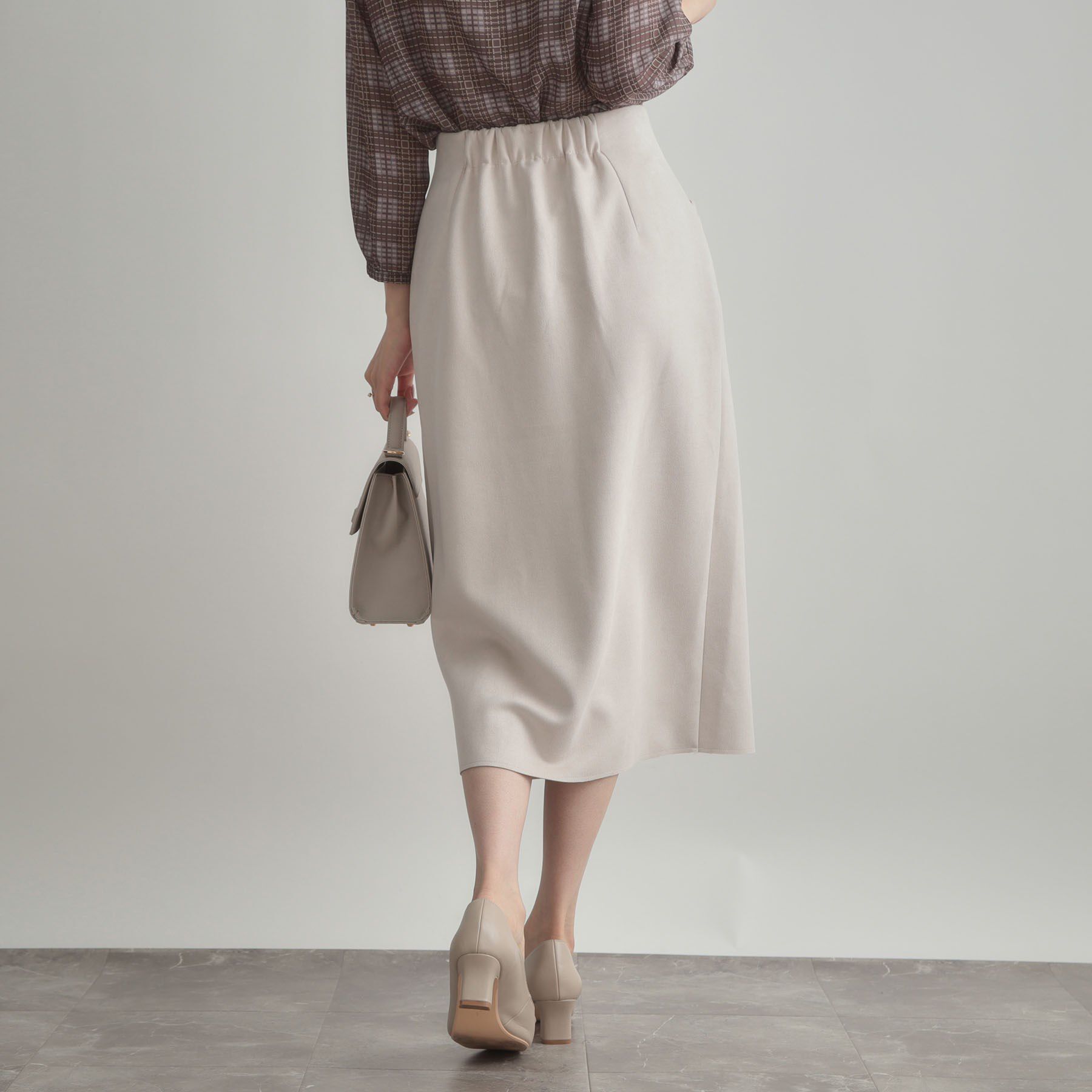Couture broach「【洗える・ストレッチ・通勤】スエード調ダンボールIラインスカート」|スカート|