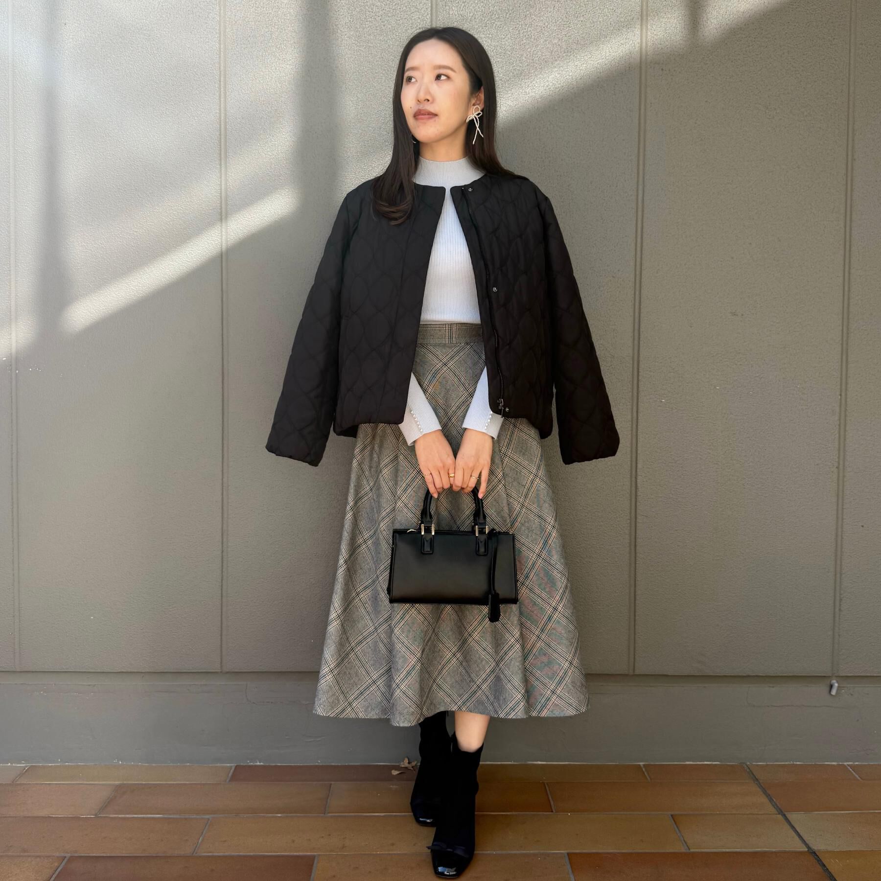 Couture broach「【撥水・大人可愛い】リボンキルティングジャケット」|ブルゾン・スタジャン|