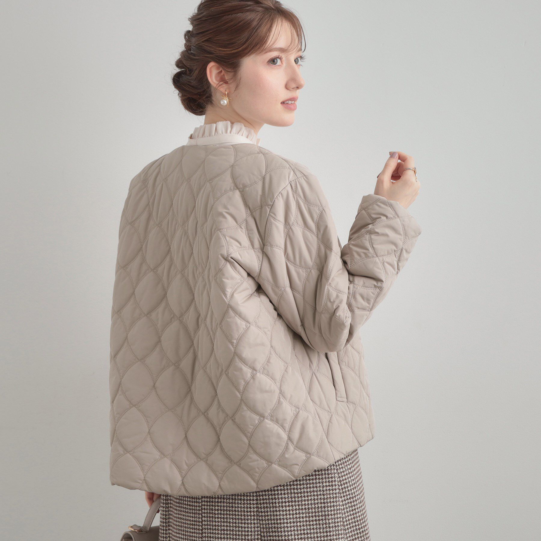Couture broach「【撥水・大人可愛い】リボンキルティングジャケット」|ブルゾン・スタジャン|