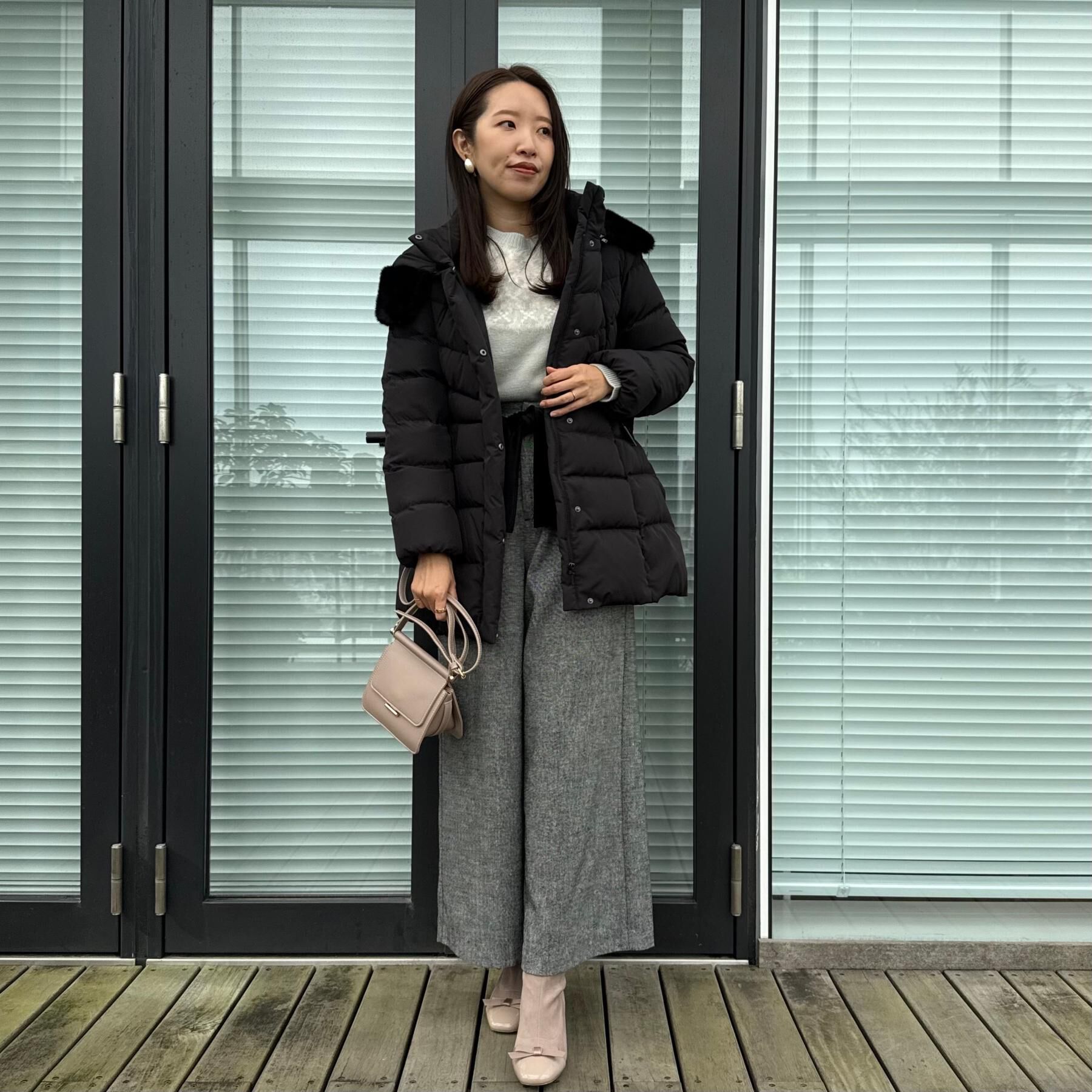 Couture broach「【2WAY・ベルト付き】フードフェイクファー ミドル丈ダウンコート」|ダウン|