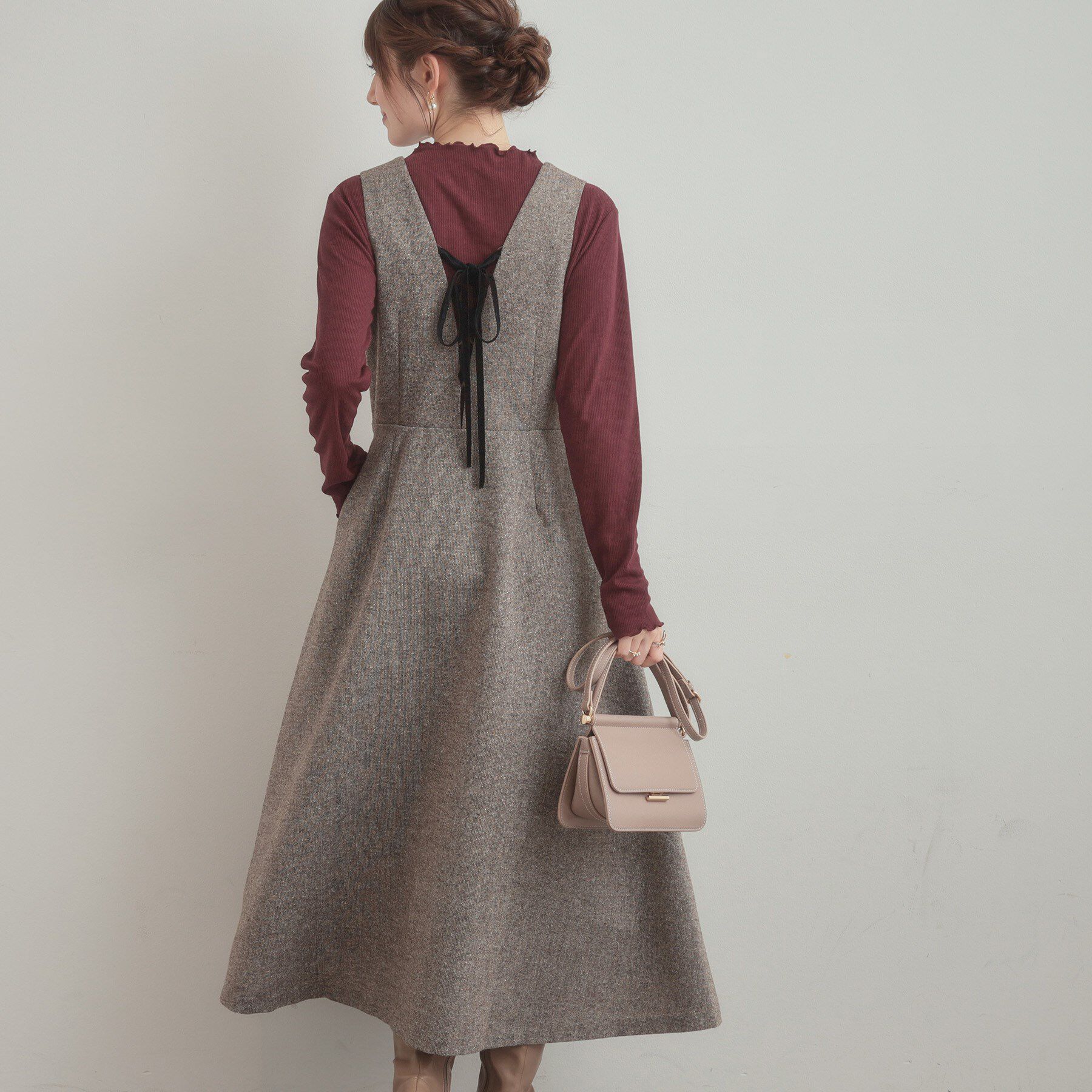Couture broach「【通勤・大人上品】ラメツイード ジャンパースカート」|ワンピース|