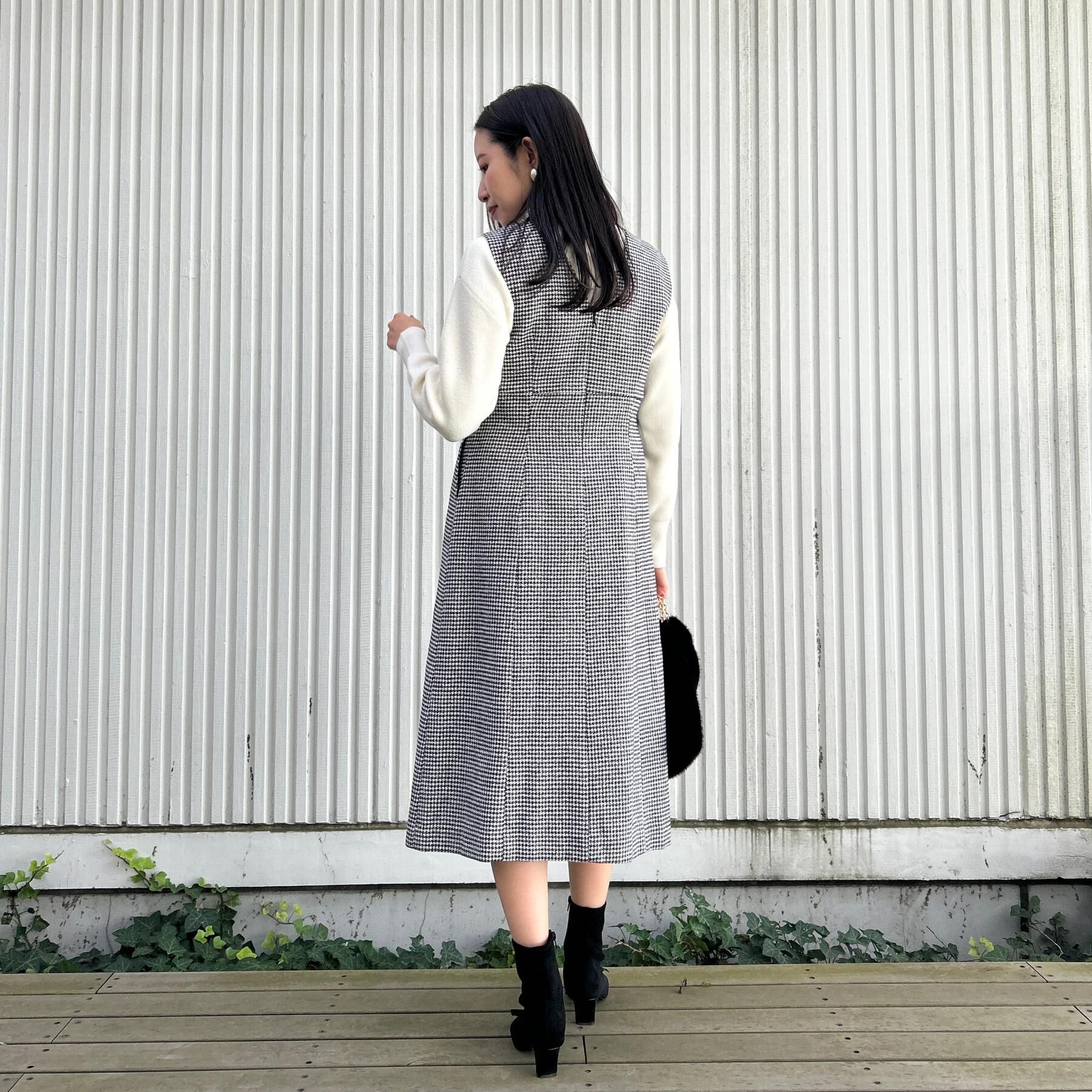 Couture broach「【クラシカル・通勤】ラメ千鳥釦デザインジャンスカ」|ワンピース|