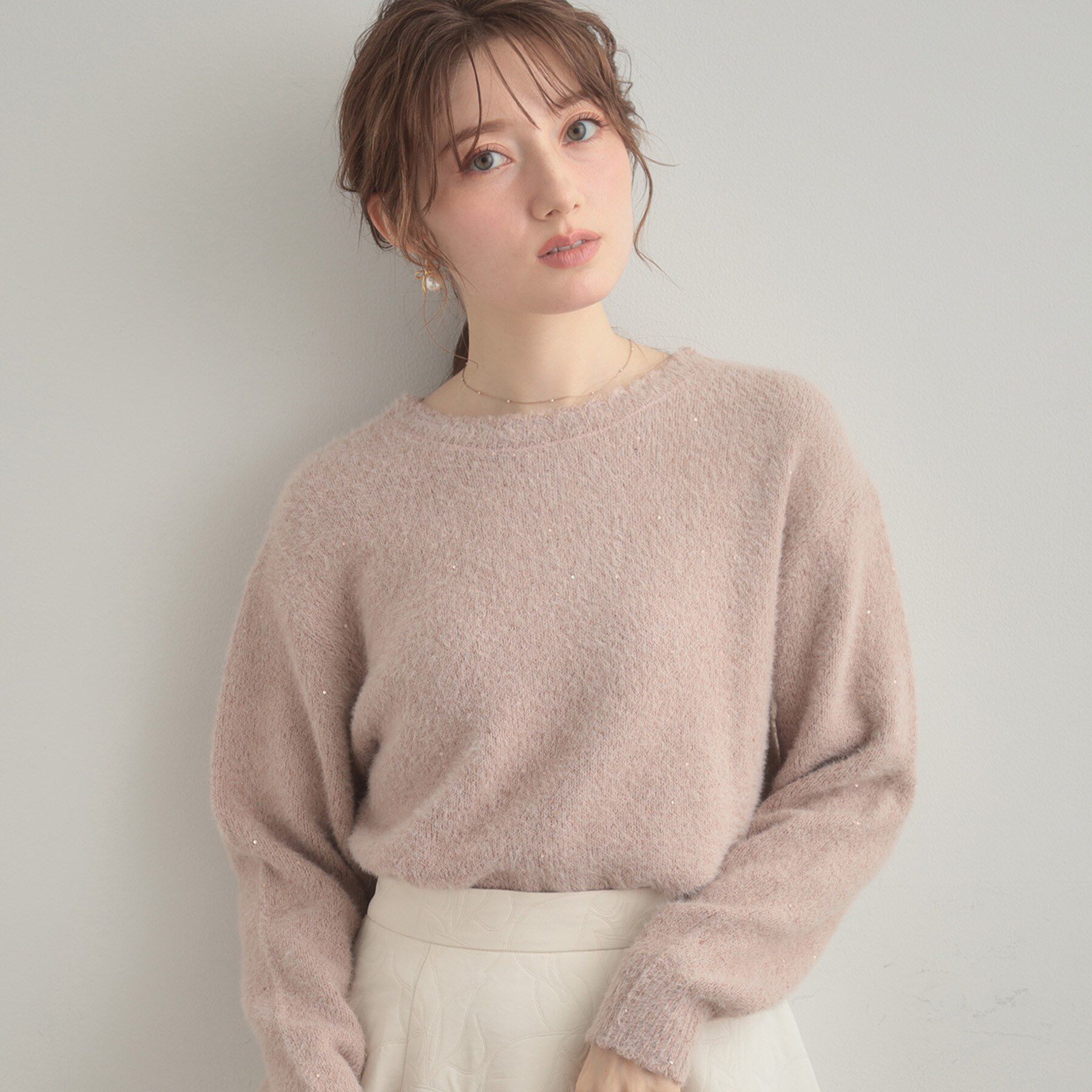 Couture broach「【前後2WAY】スパンコールラメフェザー ニット」|ニット・セーター|