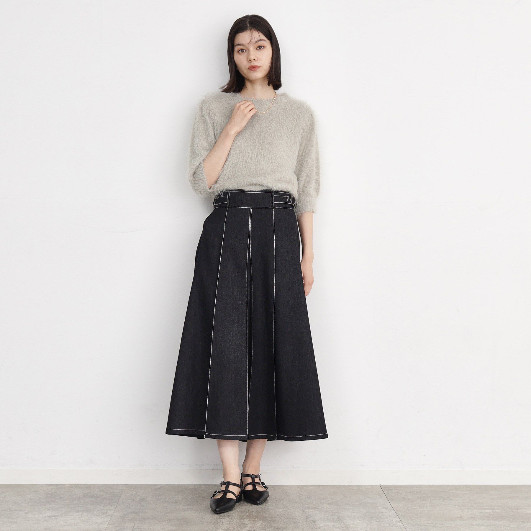 THE SHOP TK「【オールシーズン活躍！】デニムタックスカート/洗える」|スカート|