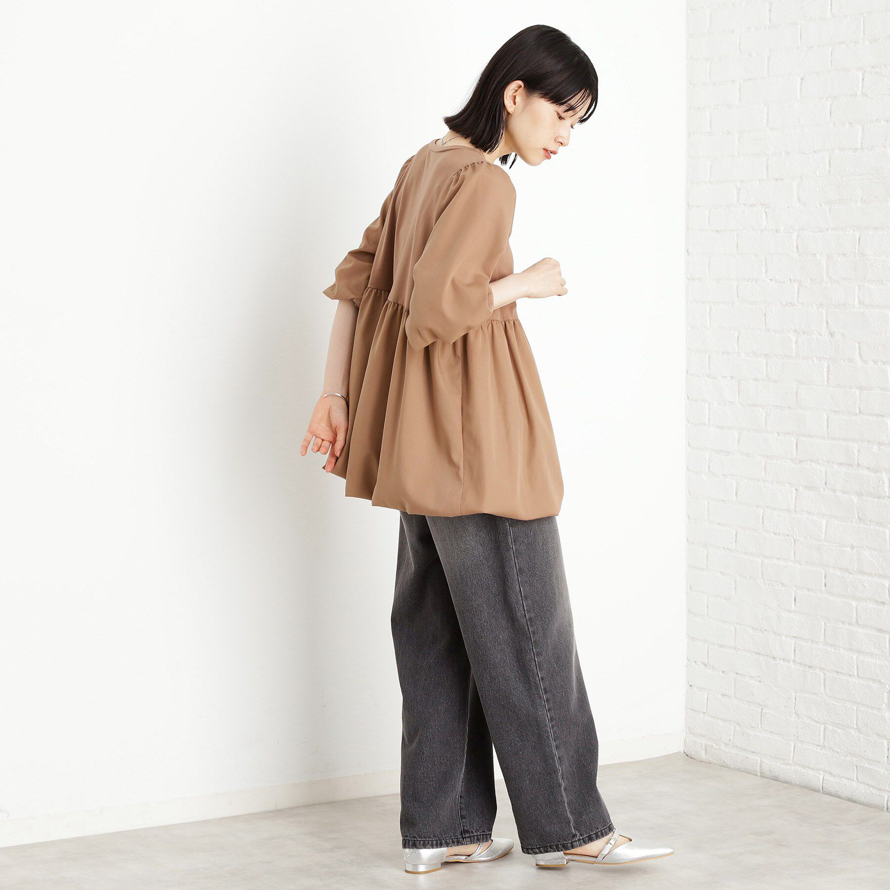 THE SHOP TK「バルーンスリーブペプラムチュニック【洗える】」|Tシャツ・カットソー|