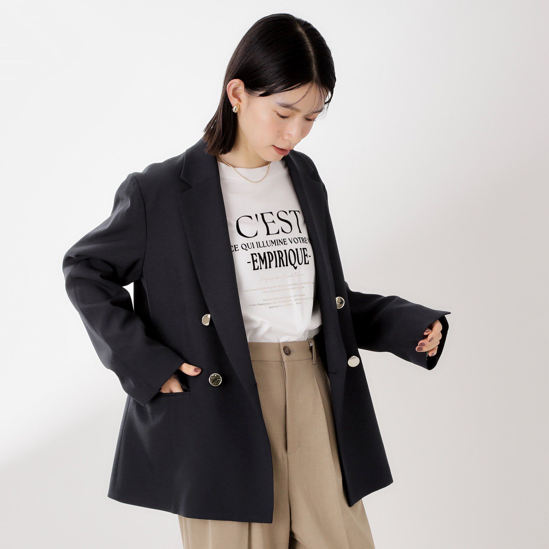 THE SHOP TK「【今羽織るなら】ダブルブレストジャケット【セットアップ可/洗える】」|テーラードジャケット|