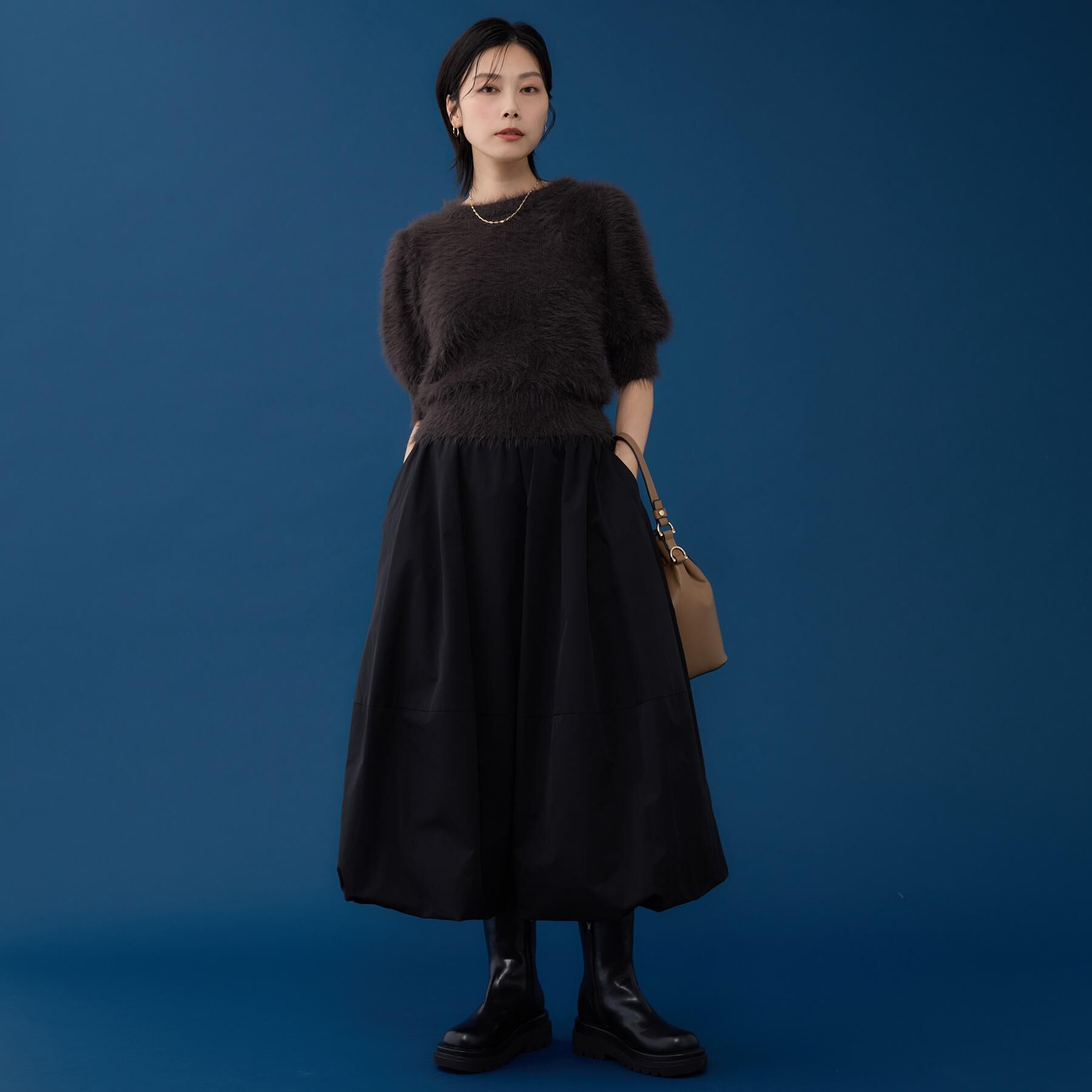 THE SHOP TK「【大人の魅力引き出す】5分袖フェザーニット/洗える」|ニット・セーター|