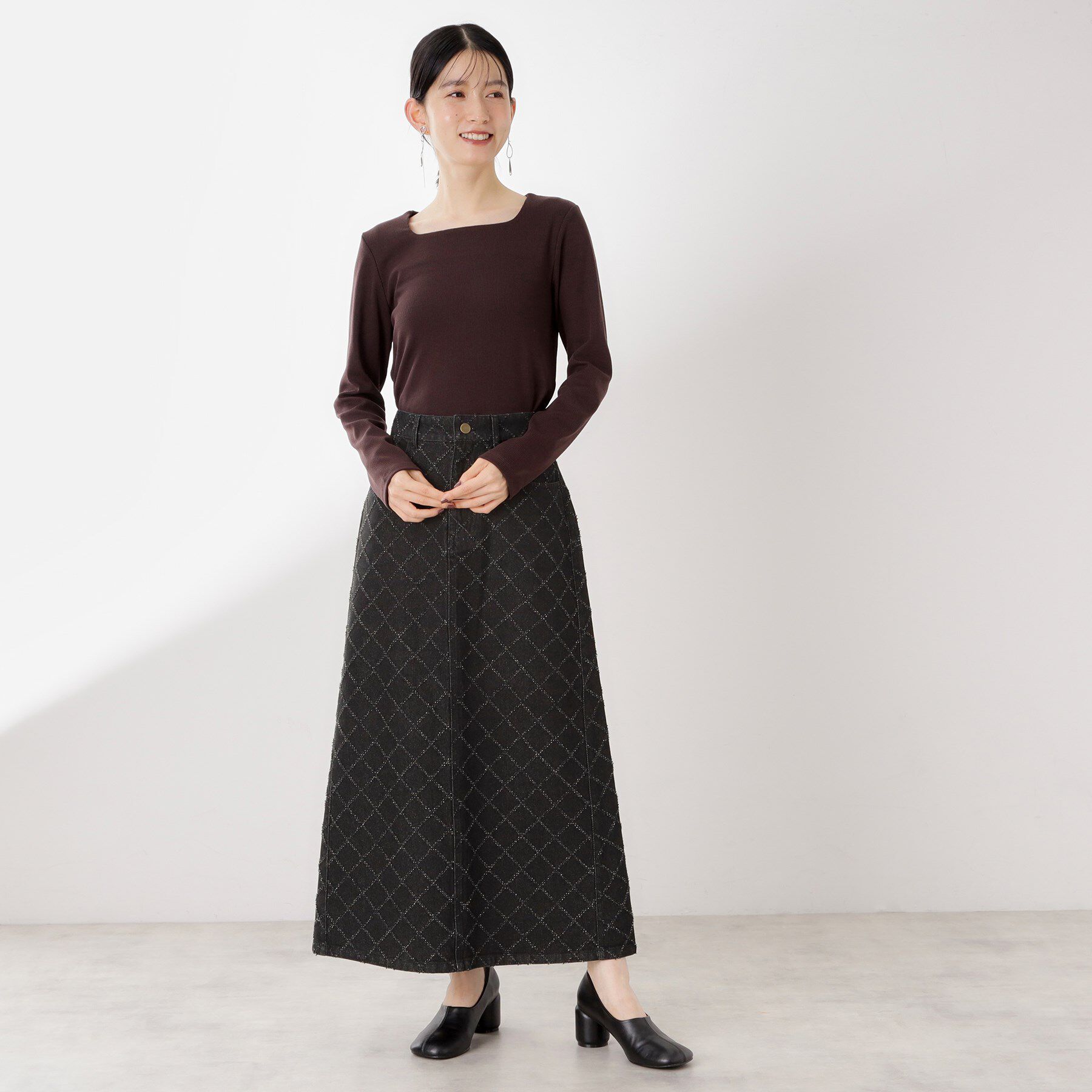 THE SHOP TK「ジャカードデニムロングスカート【洗濯機OK】」|スカート|