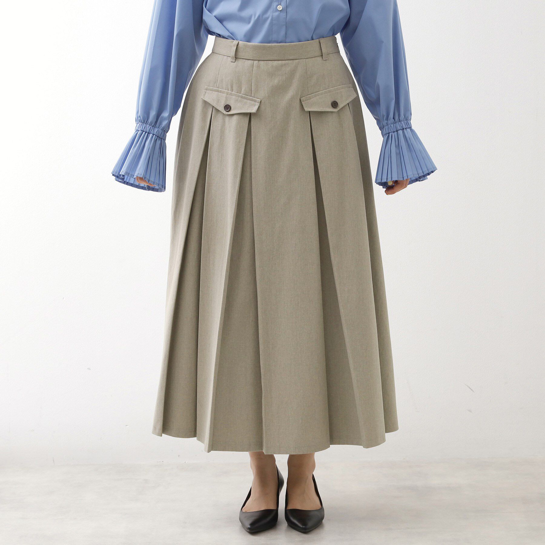 THE SHOP TK「フラップタックスカート【洗える】」|スカート|