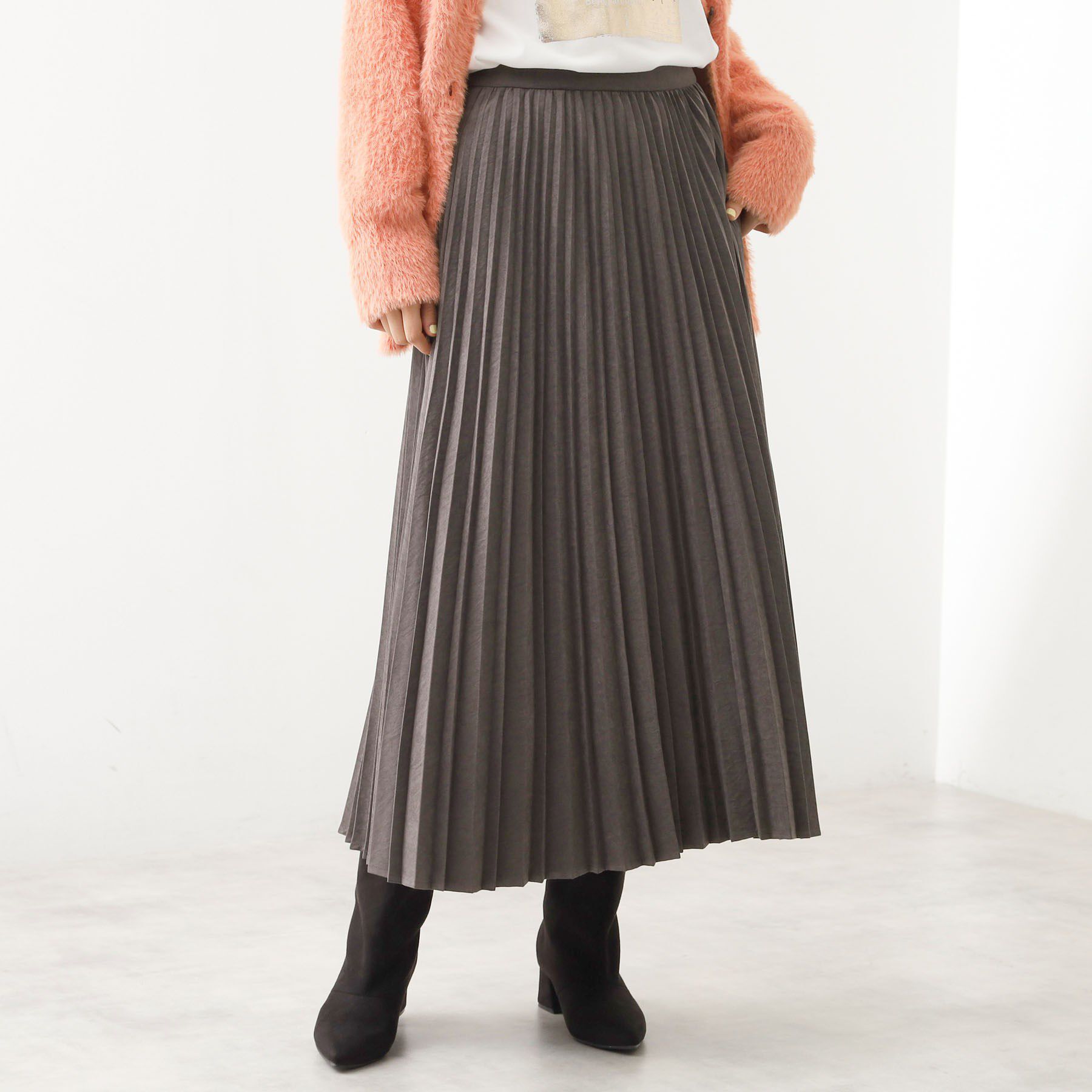 THE SHOP TK「スエードプリーツスカート【洗える】」|スカート|スミクロ(018)