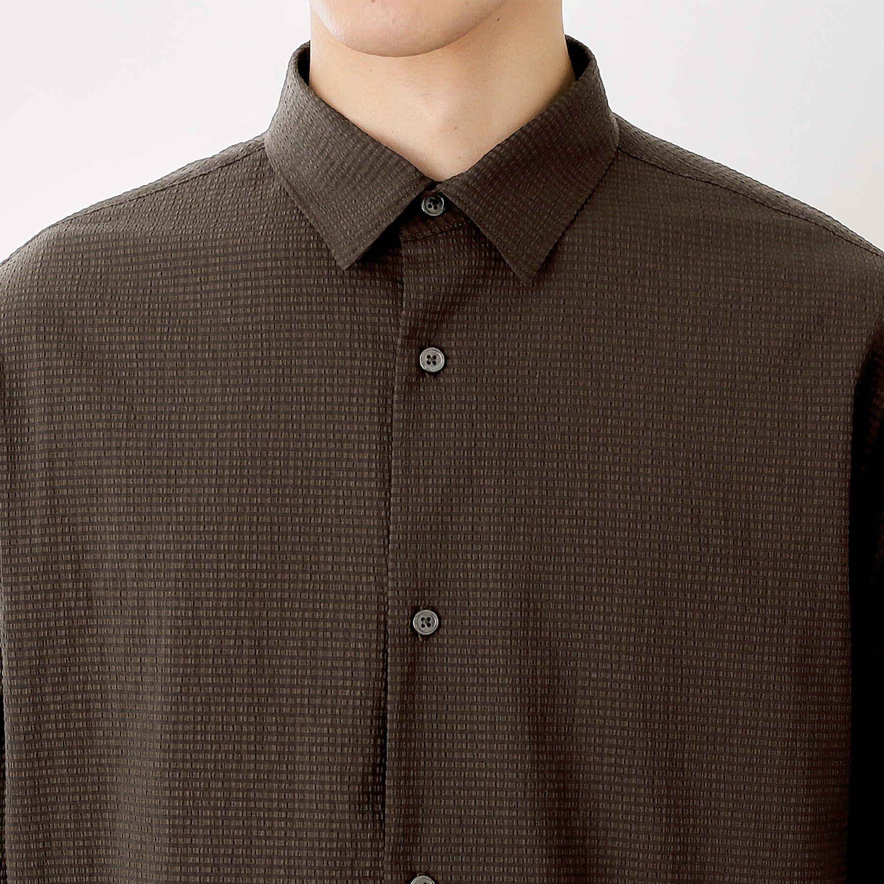 THE SHOP TK「シアサッカー長袖シャツ　【軽量/吸水速乾／イージーケア／洗濯機OK】」|シャツ・ブラウス|