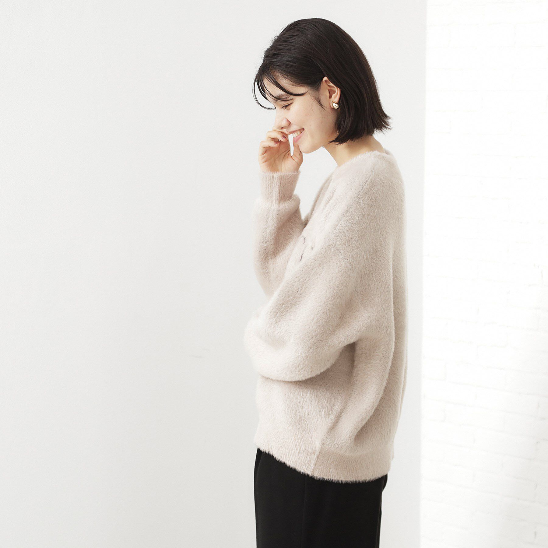 THE SHOP TK「ベルベットフェザー ロゴニットプルオーバー」|Tシャツ・カットソー|