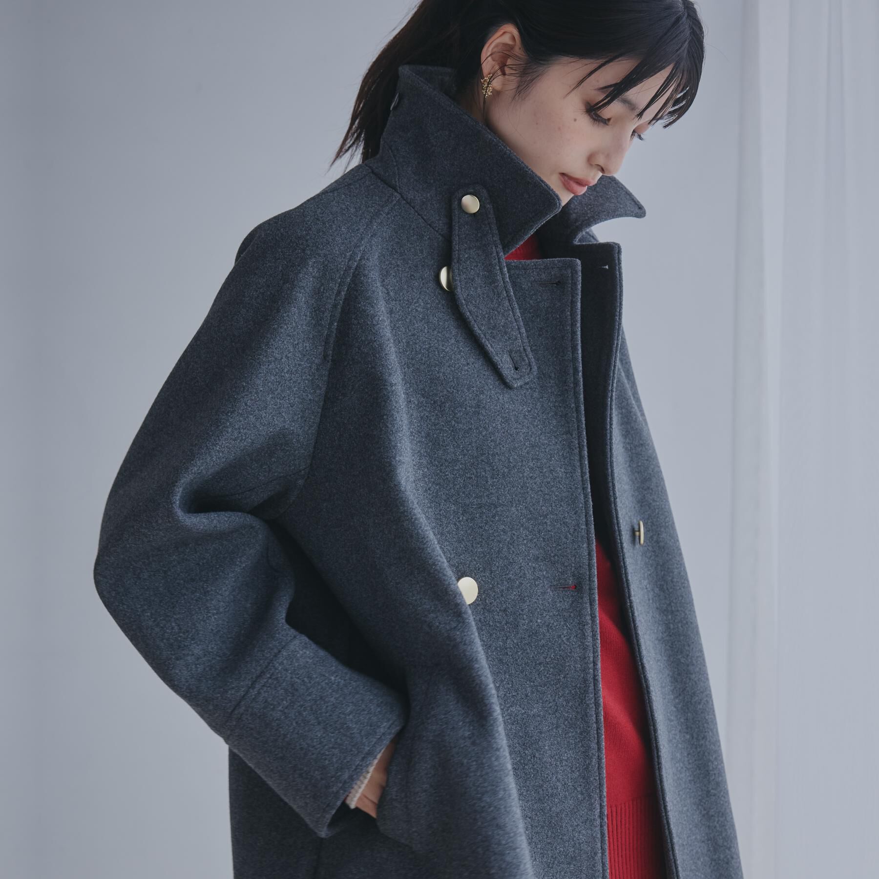 THE SHOP TK「クラシカルな装い ウールライクスタンドカラーコート」|その他|