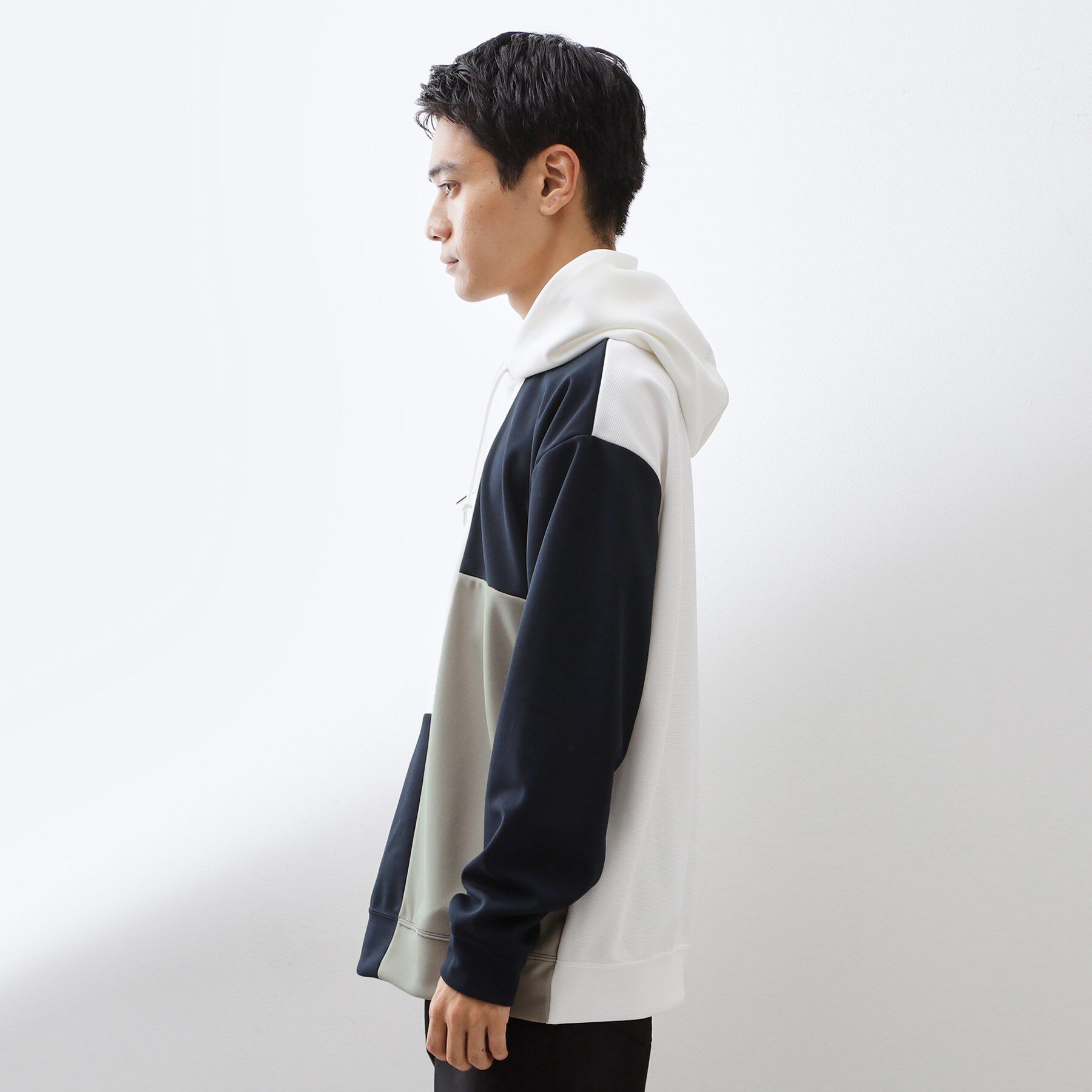 THE SHOP TK「【一枚で着映える】ポンチブロッキングパーカ 洗濯機OK」|パーカー|