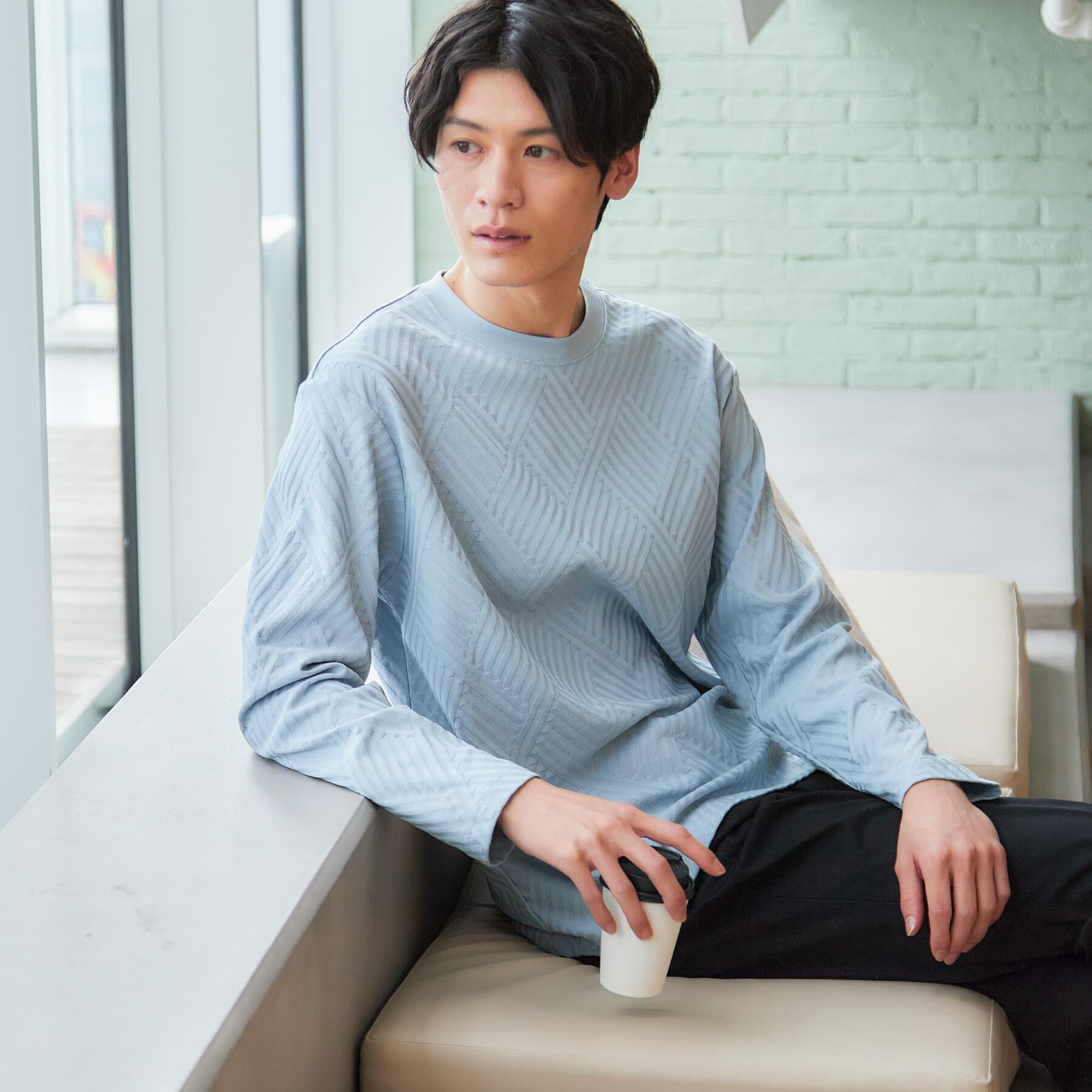 THE SHOP TK「【長く愛せる、定番ロンT】リンクスジャカード長袖Tシャツ」|Tシャツ・カットソー|