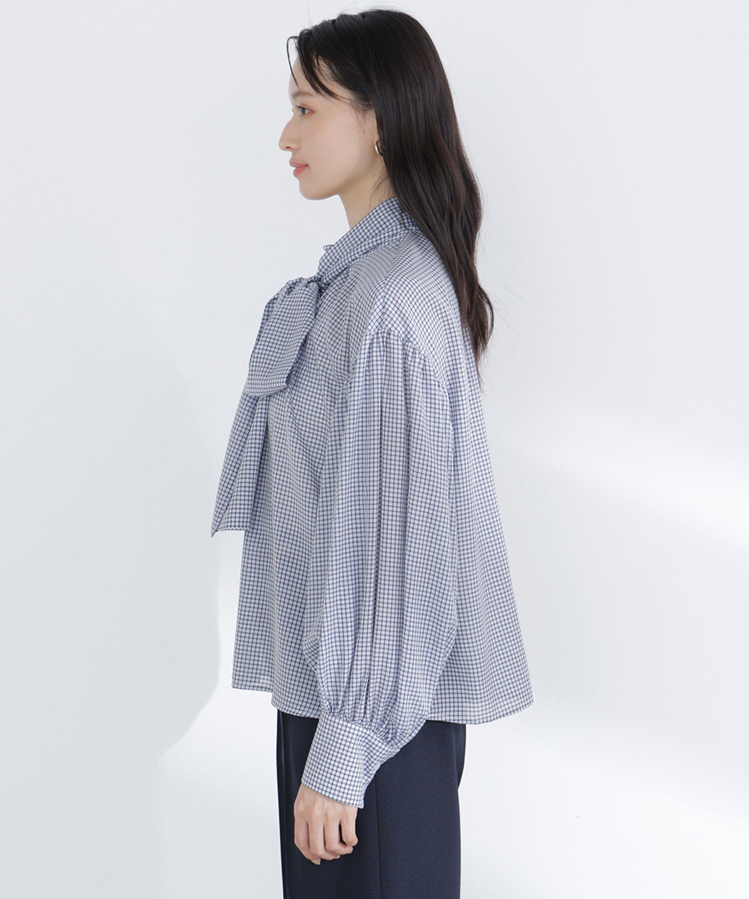  「ミニチェック2wayボウタイブラウス」|シャツ・ブラウス|