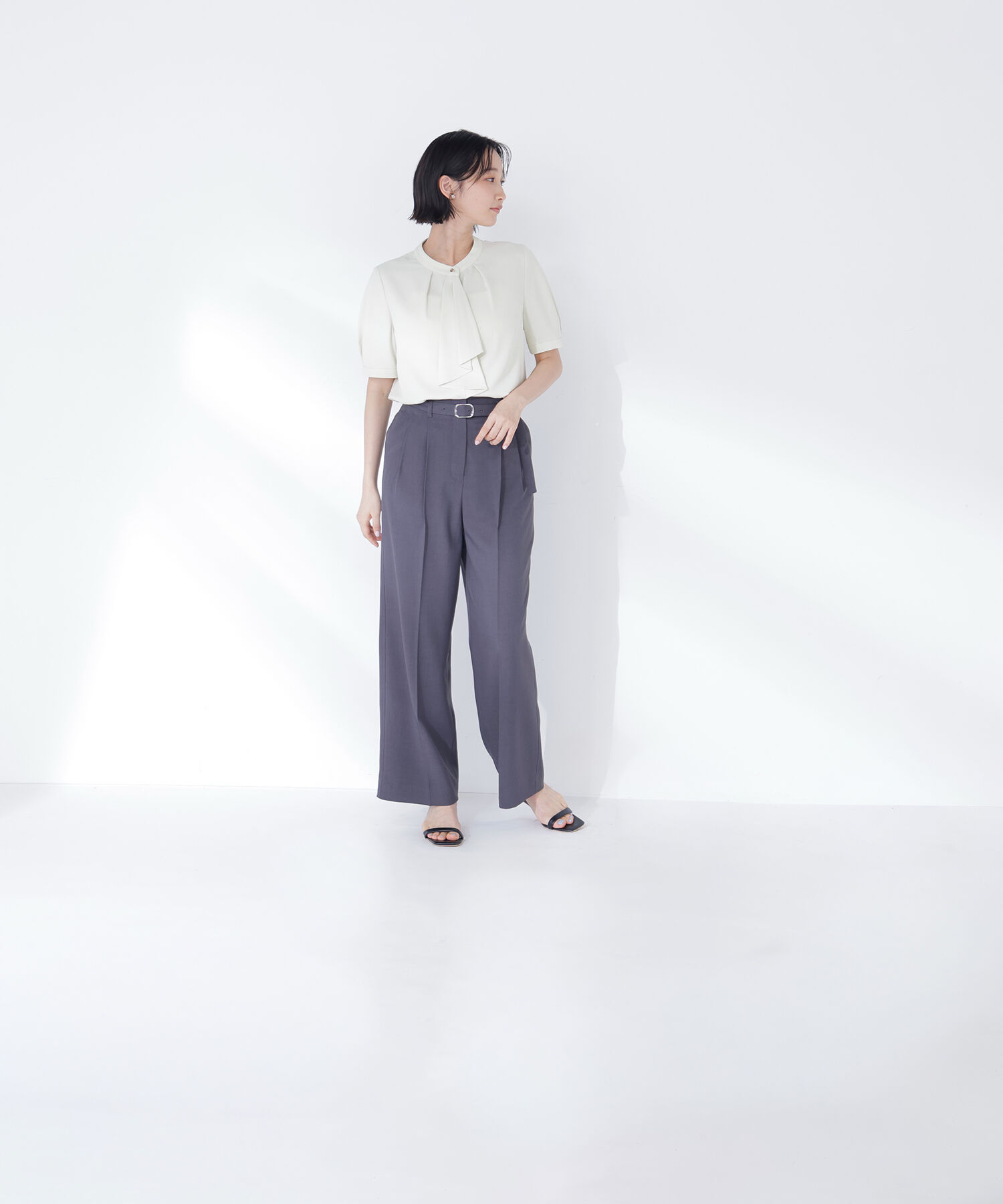  「ラッフルボウタイブラウス半袖」|シャツ・ブラウス|