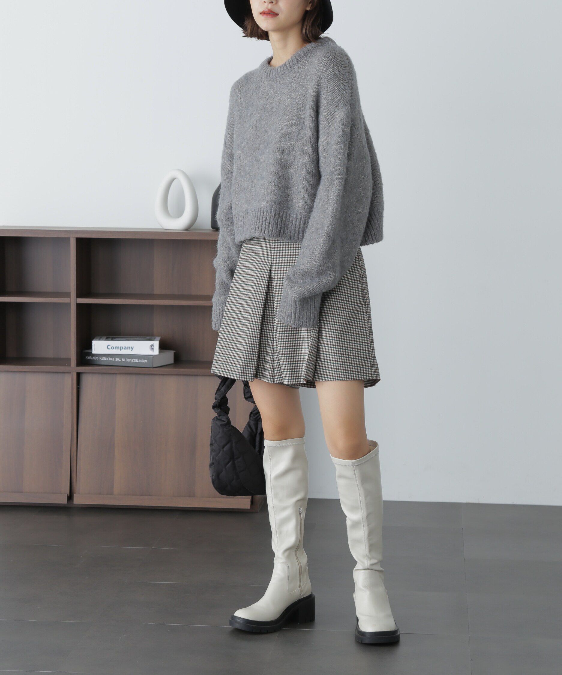  「ミックス起毛ショート丈ニット」|ニット・セーター|