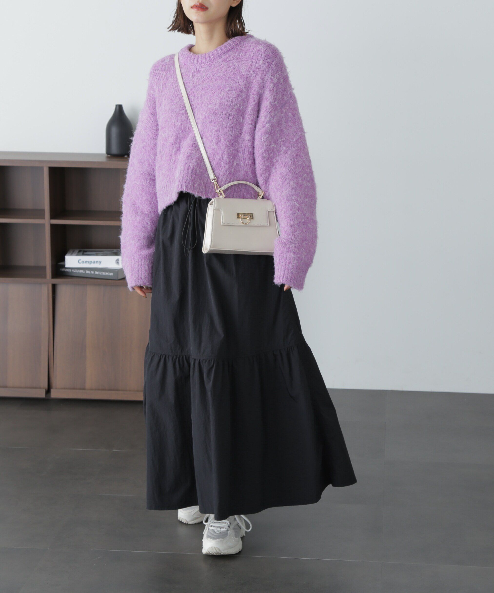  「ミックス起毛ショート丈ニット」|ニット・セーター|