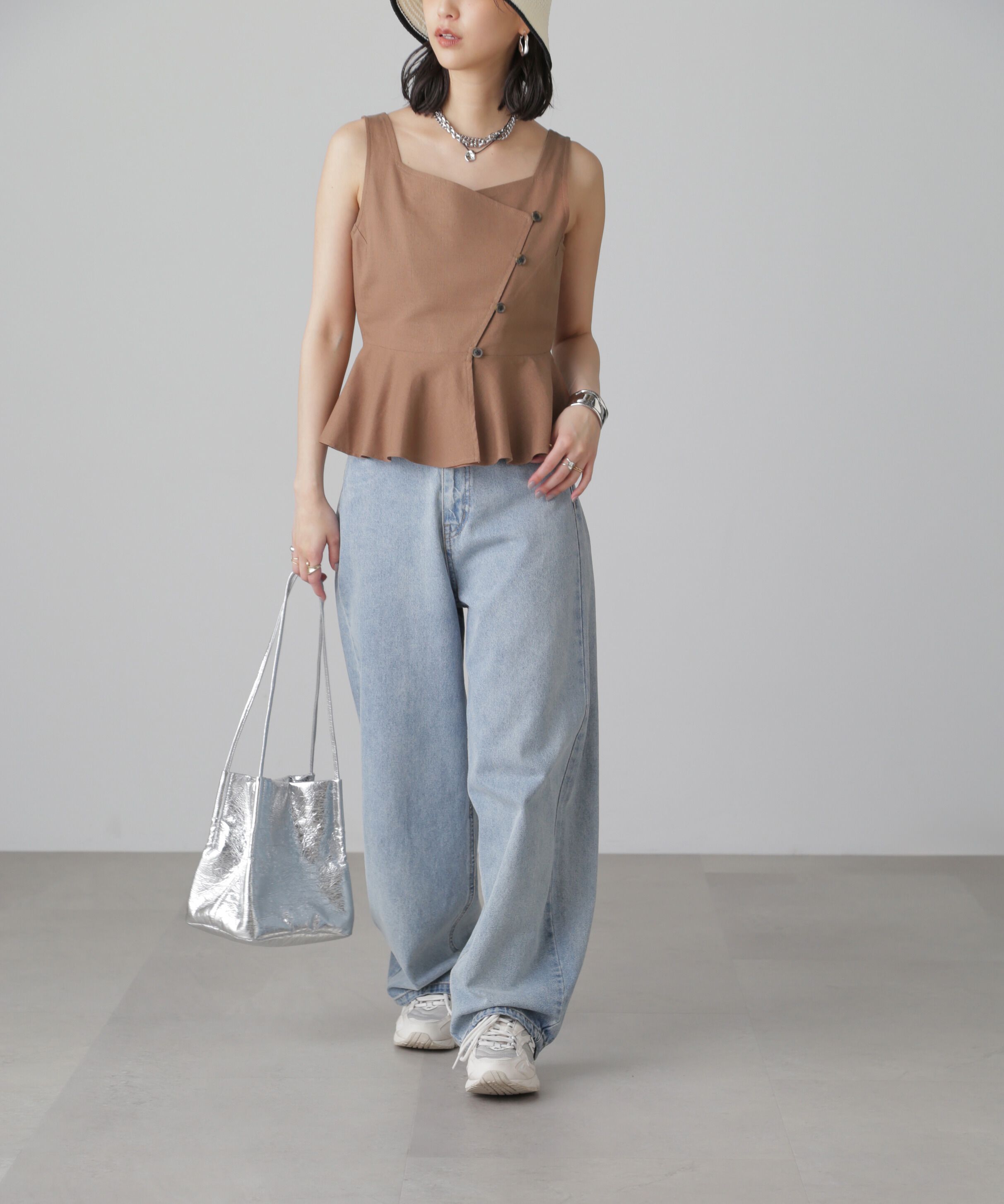  「リネンアシメボタンペプラムブラウス」|シャツ・ブラウス|