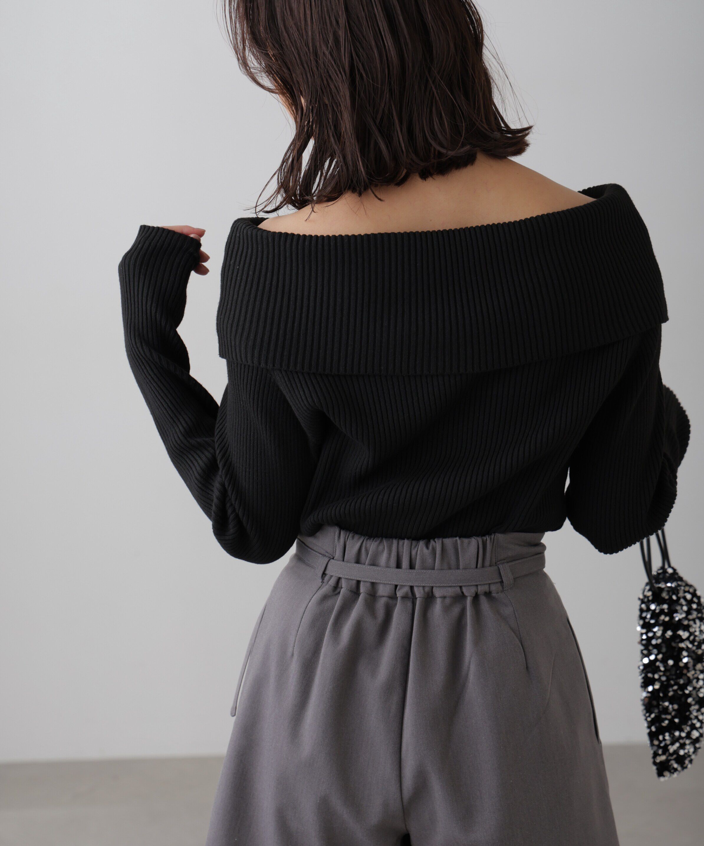  「チョーカー付きオフショルニット」|ニット・セーター|