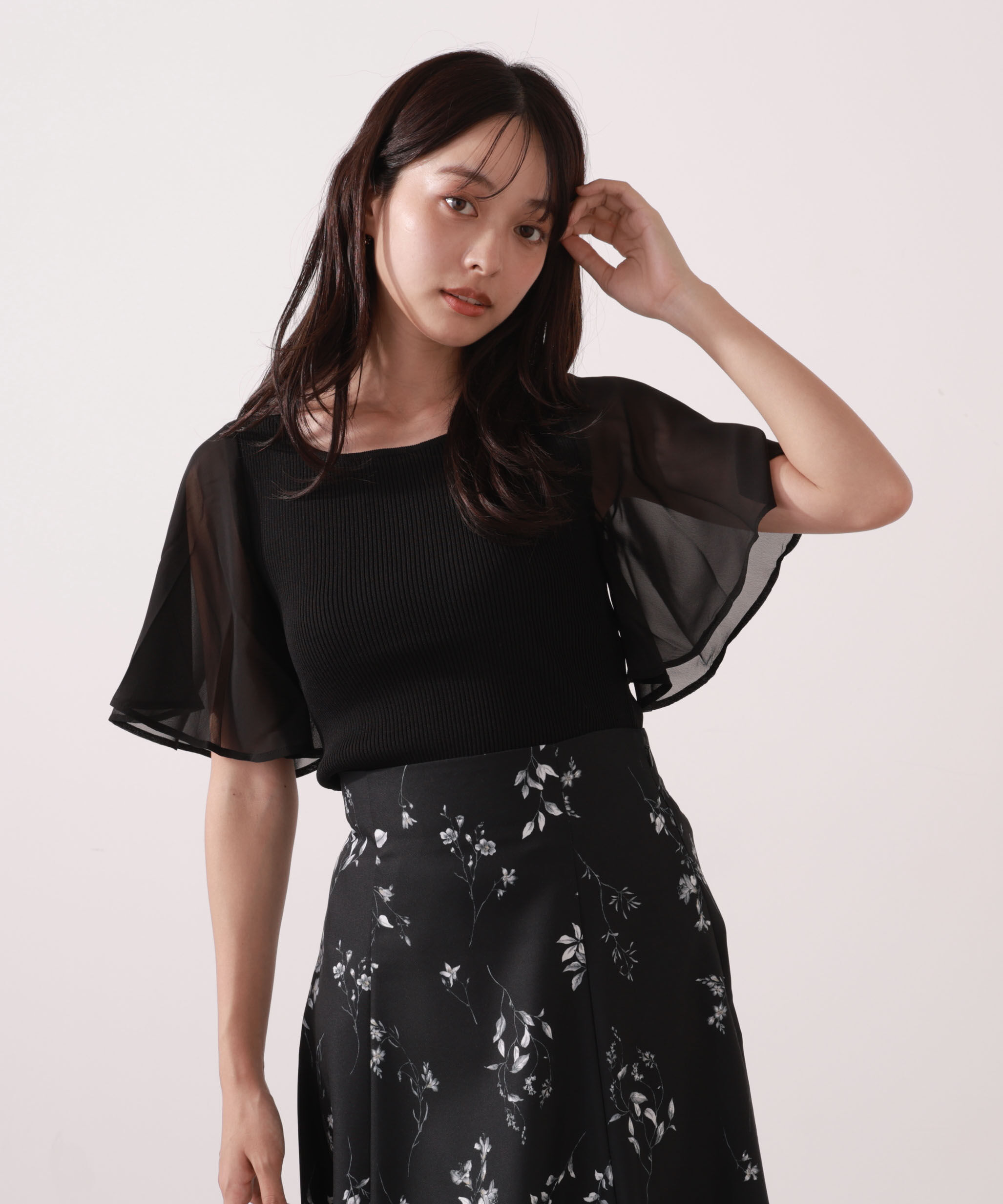 PROPORTION BODY DRESSING「シアーフレアスリーブリブニット」|ニット・セーター|