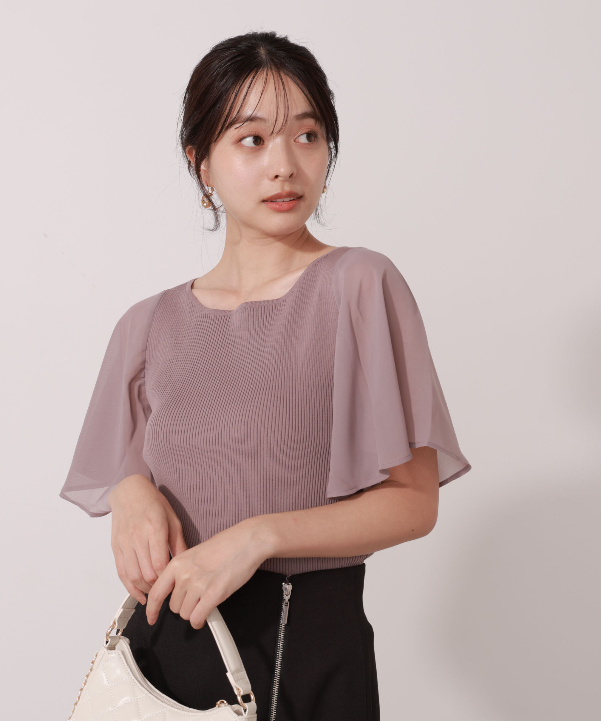 PROPORTION BODY DRESSING「シアーフレアスリーブリブニット」|ニット・セーター|