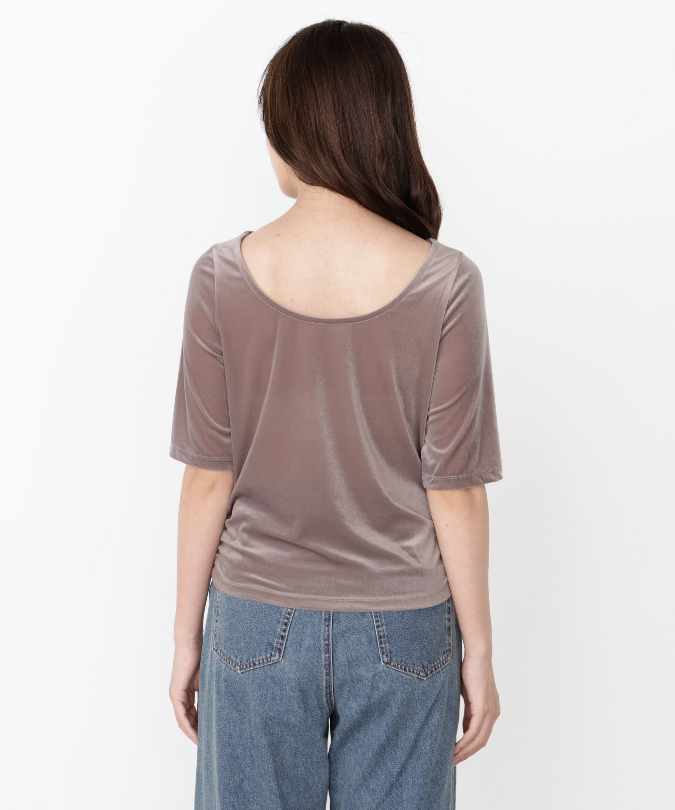 PROPORTION BODY DRESSING「＜ハンドウォッシャブル＞シアーベロア5分袖トップス」|Tシャツ・カットソー|