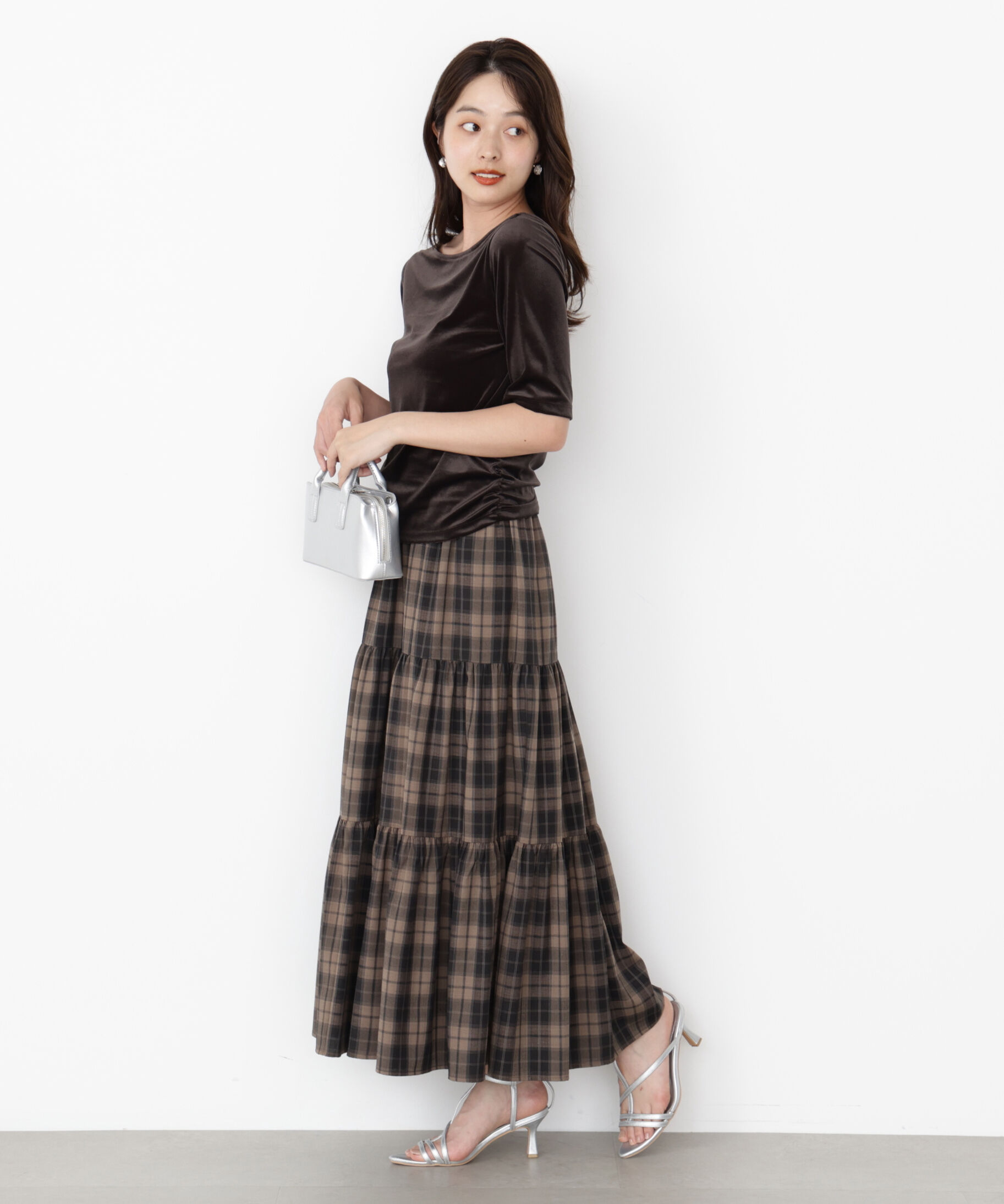 PROPORTION BODY DRESSING「＜ハンドウォッシャブル＞シアーベロア5分袖トップス」|Tシャツ・カットソー|