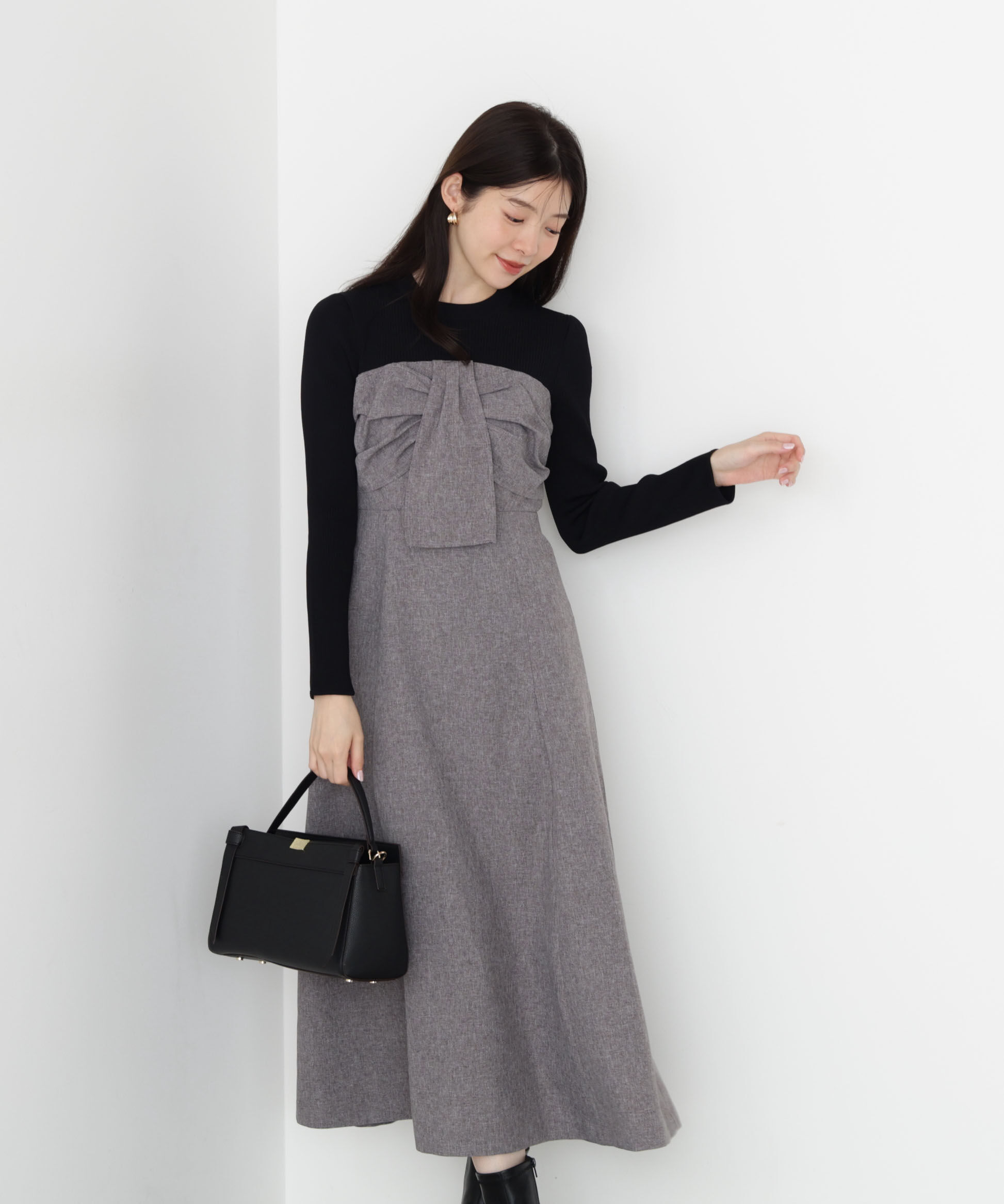 PROPORTION BODY DRESSING「フロントリボンドッキングワンピース 25AW」|ワンピース|