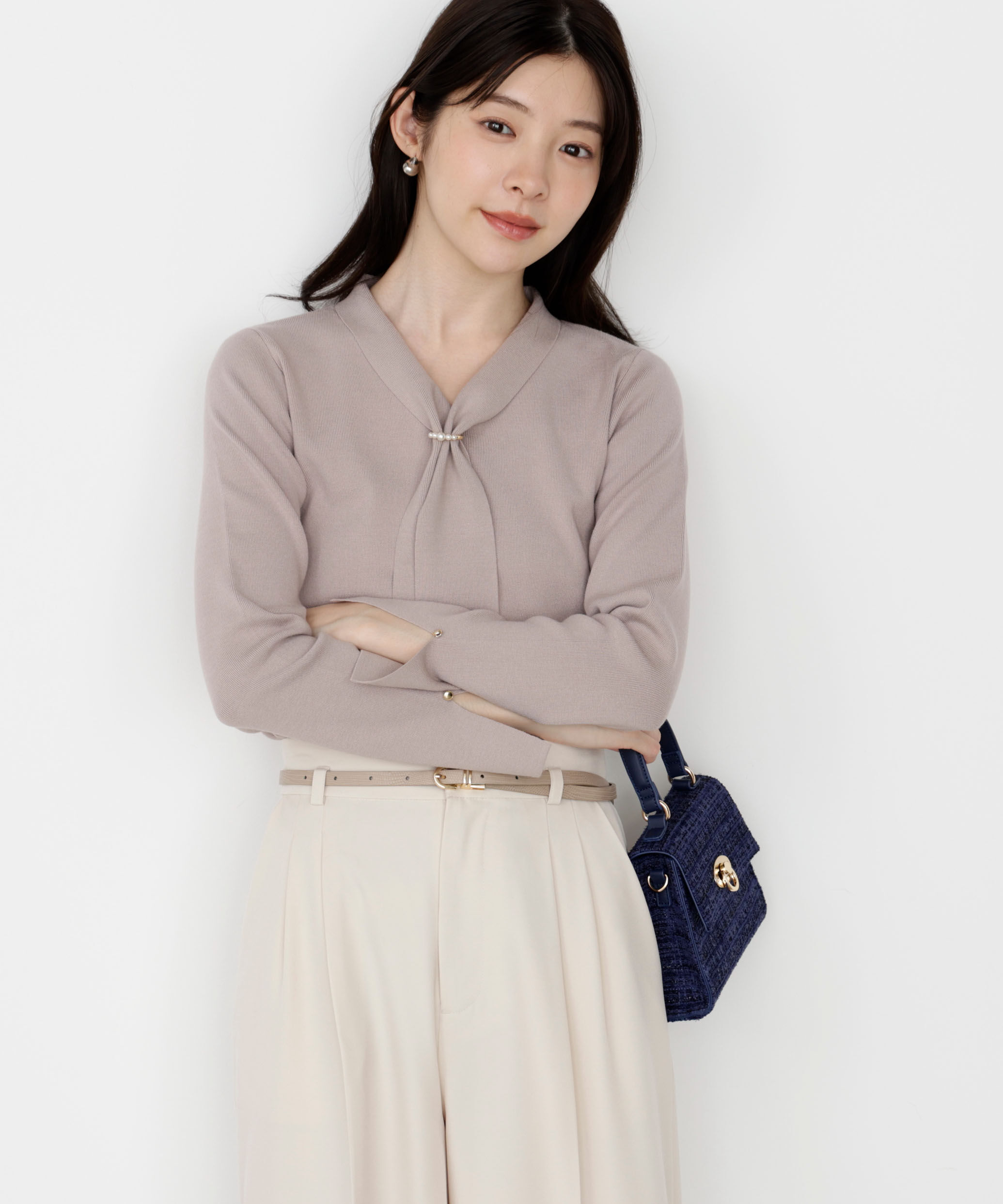 PROPORTION BODY DRESSING「パールリングボウタイニット 25AW」|ニット・セーター|