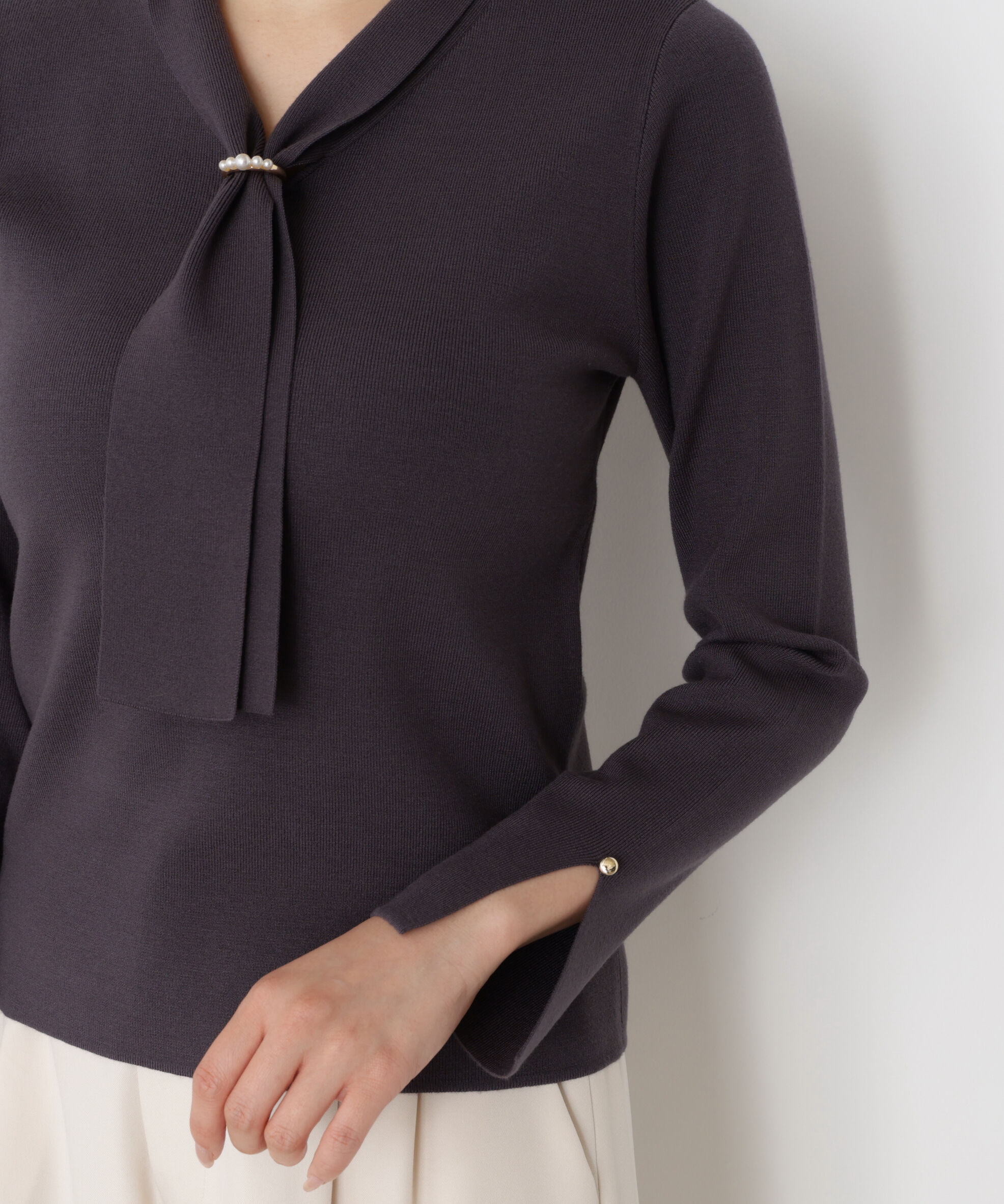 PROPORTION BODY DRESSING「パールリングボウタイニット 25AW」|ニット・セーター|