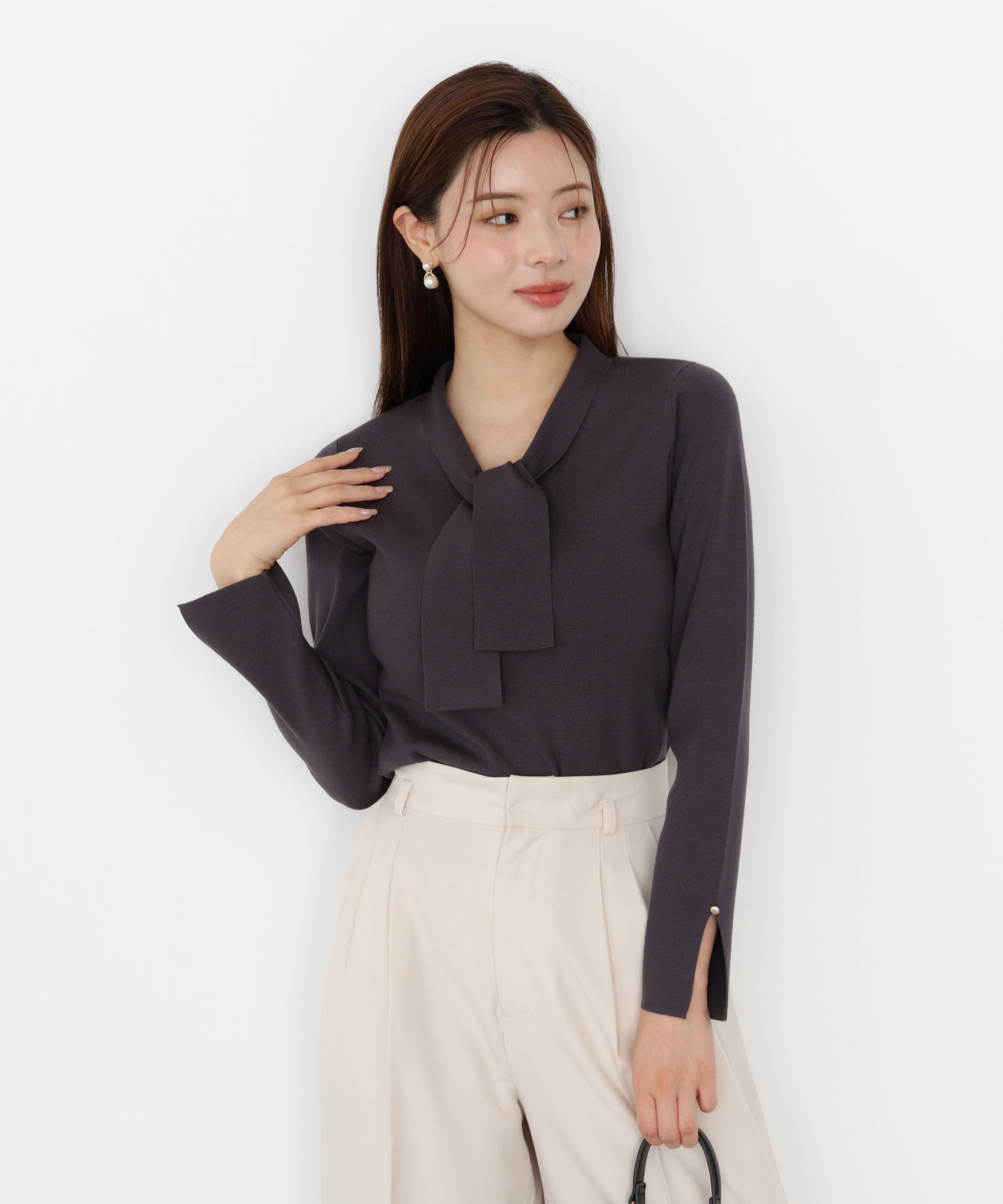 PROPORTION BODY DRESSING「パールリングボウタイニット 25AW」|ニット・セーター|