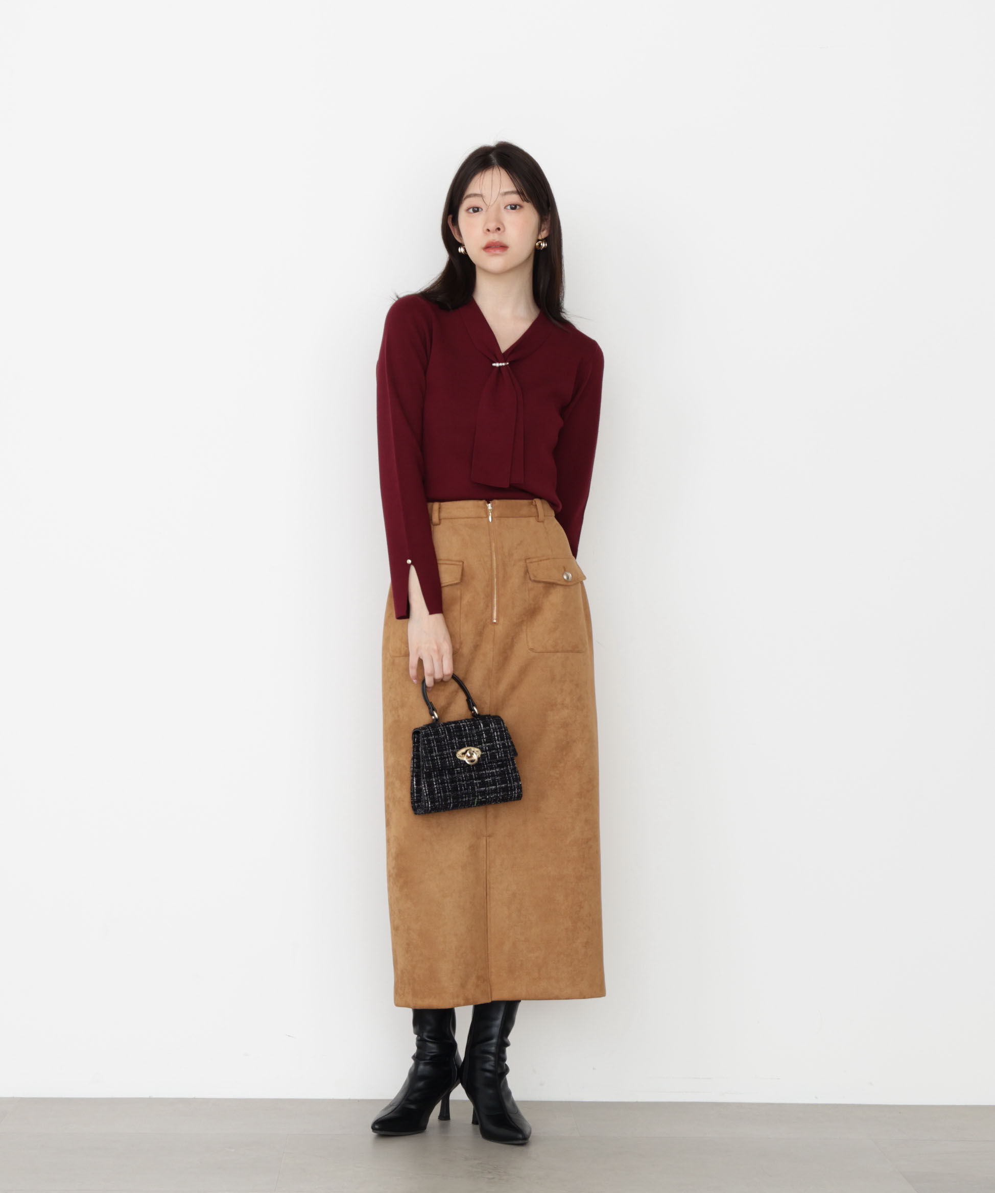 PROPORTION BODY DRESSING「パールリングボウタイニット 25AW」|ニット・セーター|