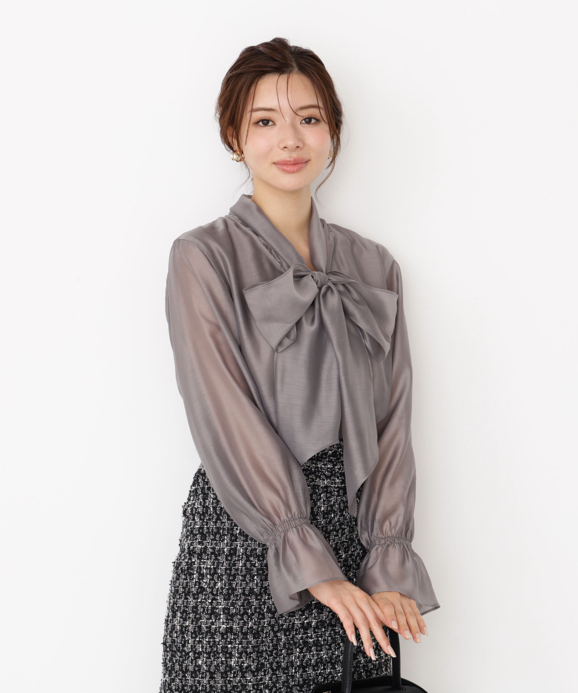 PROPORTION BODY DRESSING「＜ウォッシャブル＞シアーボウタイブラウス 25AW」|シャツ・ブラウス|