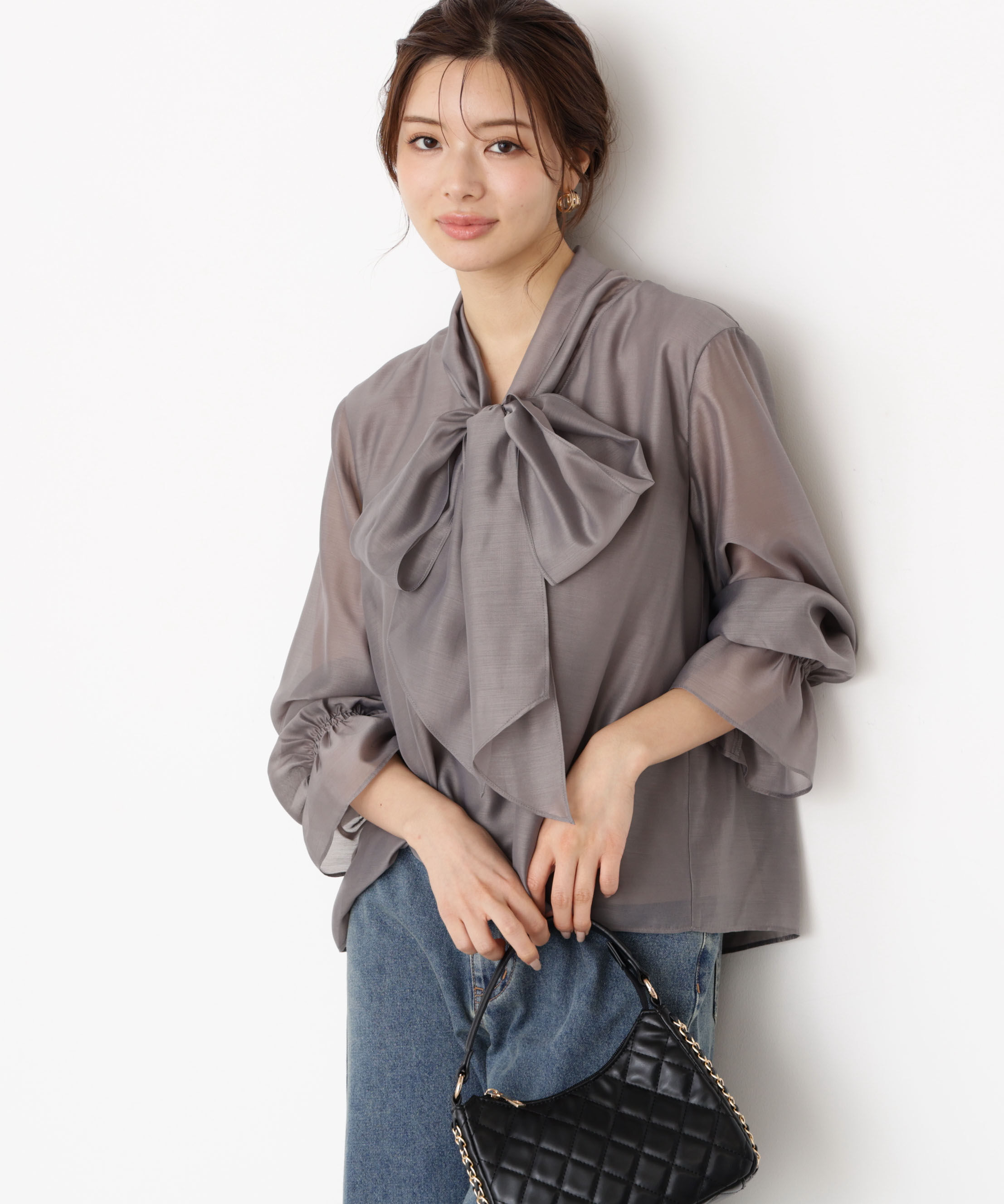 PROPORTION BODY DRESSING「＜ウォッシャブル＞シアーボウタイブラウス 25AW」|シャツ・ブラウス|