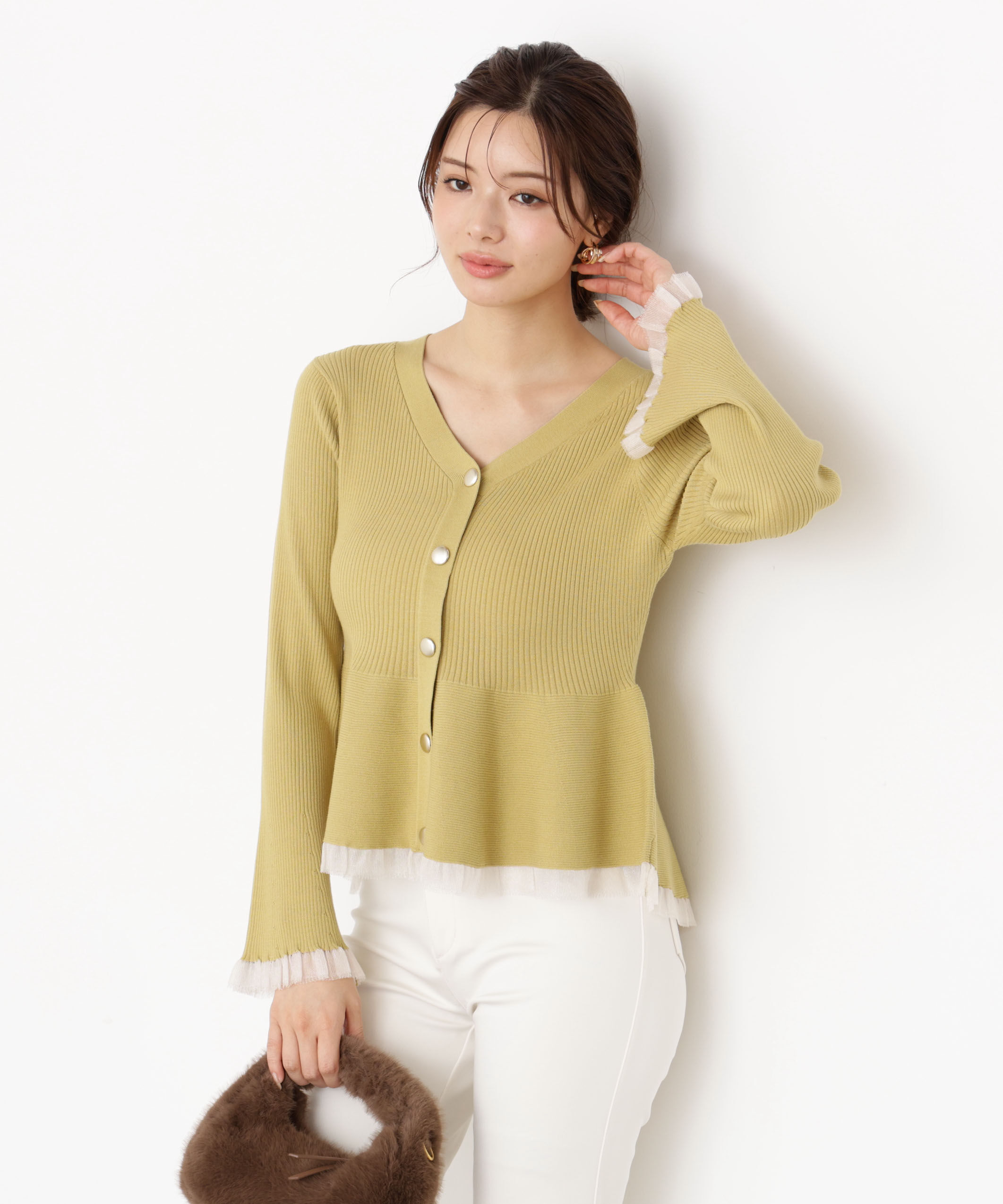 PROPORTION BODY DRESSING「シアー切り替えペプラムニット 25AW」|ニット・セーター|