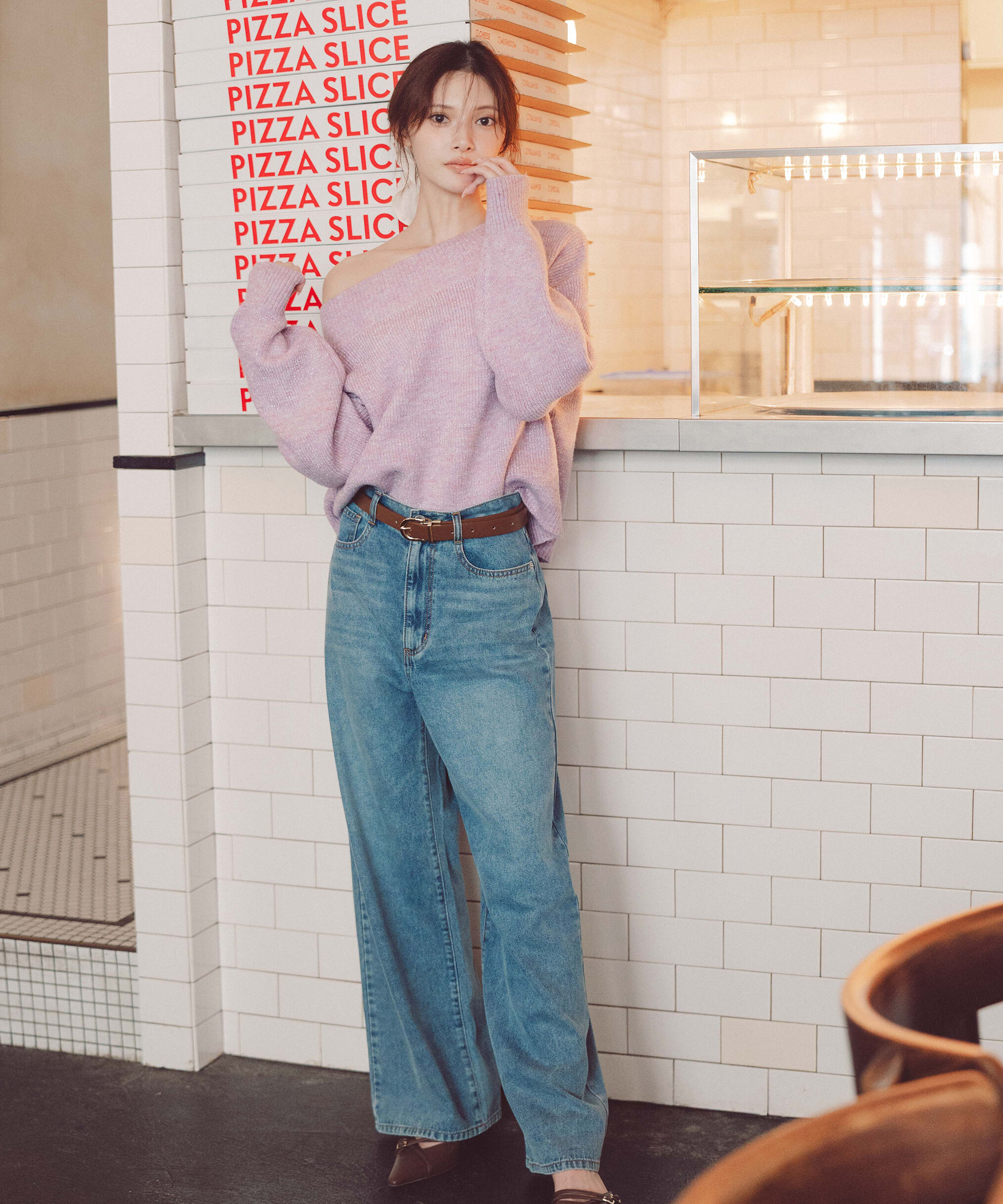 PROPORTION BODY DRESSING「ラメ入りオフショル畔ニット 25AW」|ニット・セーター|